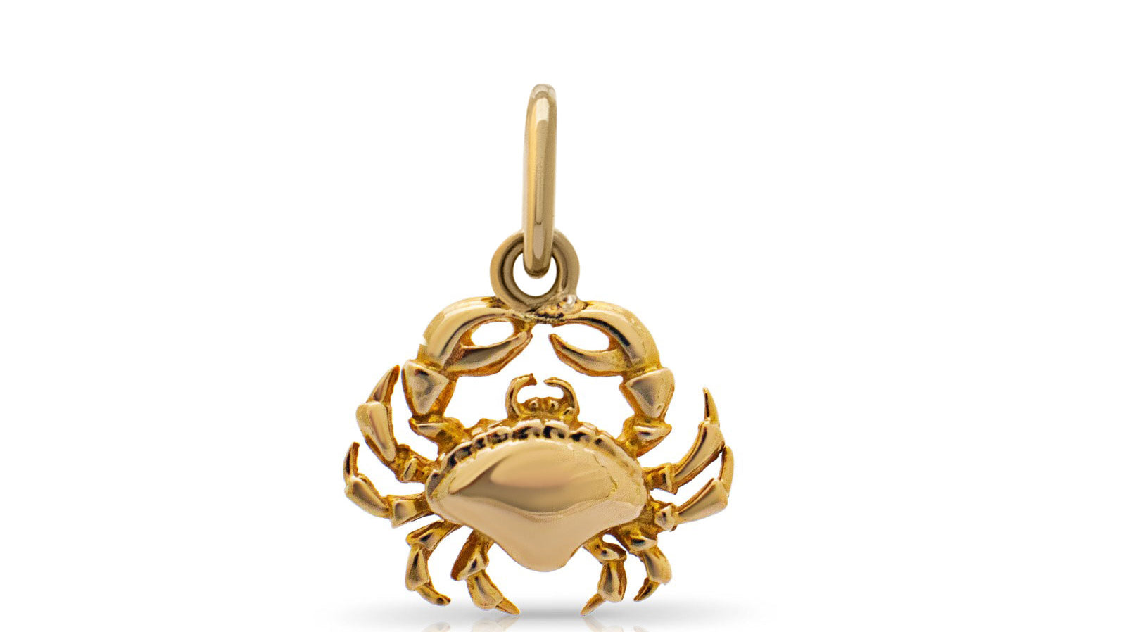 'Claude' the crab pendant. Solid gold crab pendant. Crab charm.