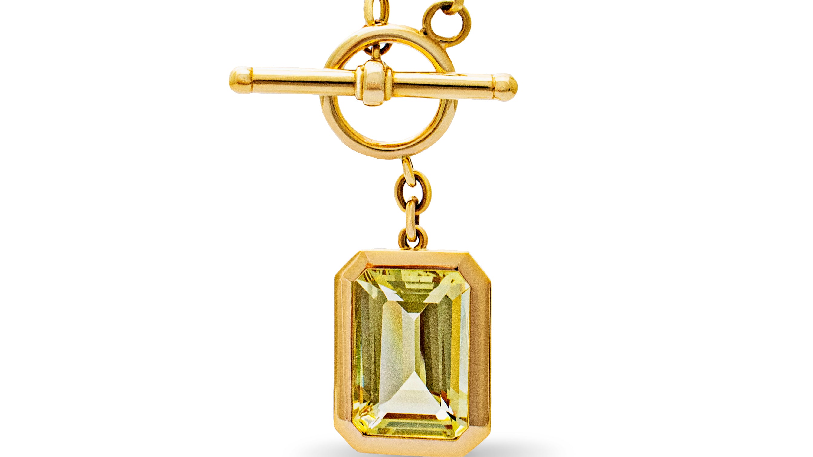Yellow Beryl T-bar necklace. Serena Ansell T-bar necklace.