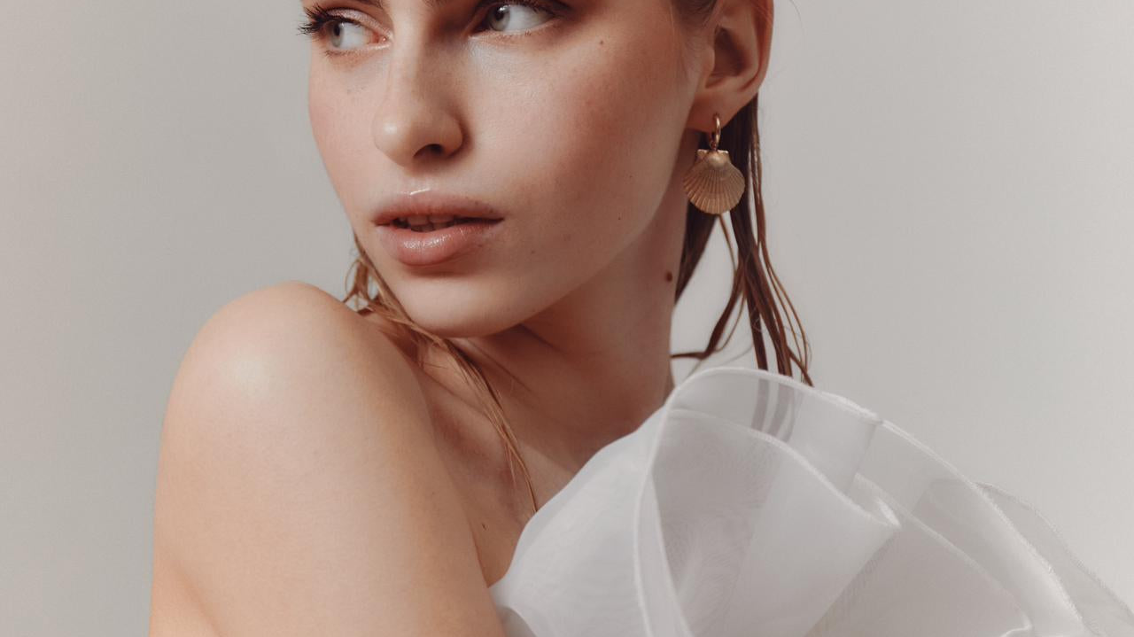 Scallop shell earrings. Gold shell earrings. Oxwich shell earrings. Solid gold shell earrings.