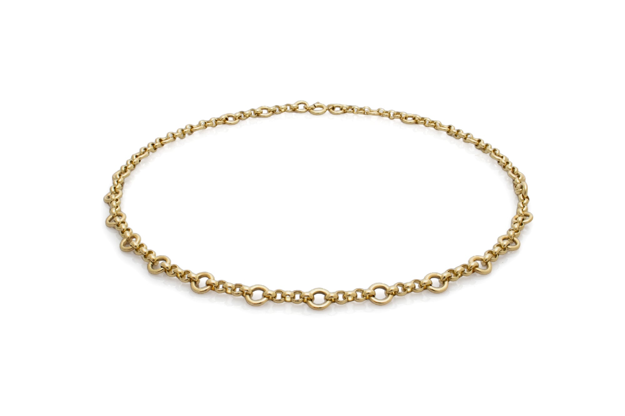 Little & Large necklace. Gold chain necklace. Solid gold chain necklace. Charm necklace.