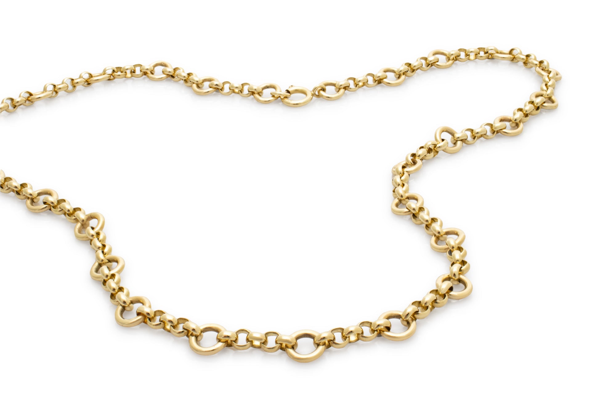 Little & Large necklace. Gold chain necklace. Solid gold chain necklace. Charm necklace.