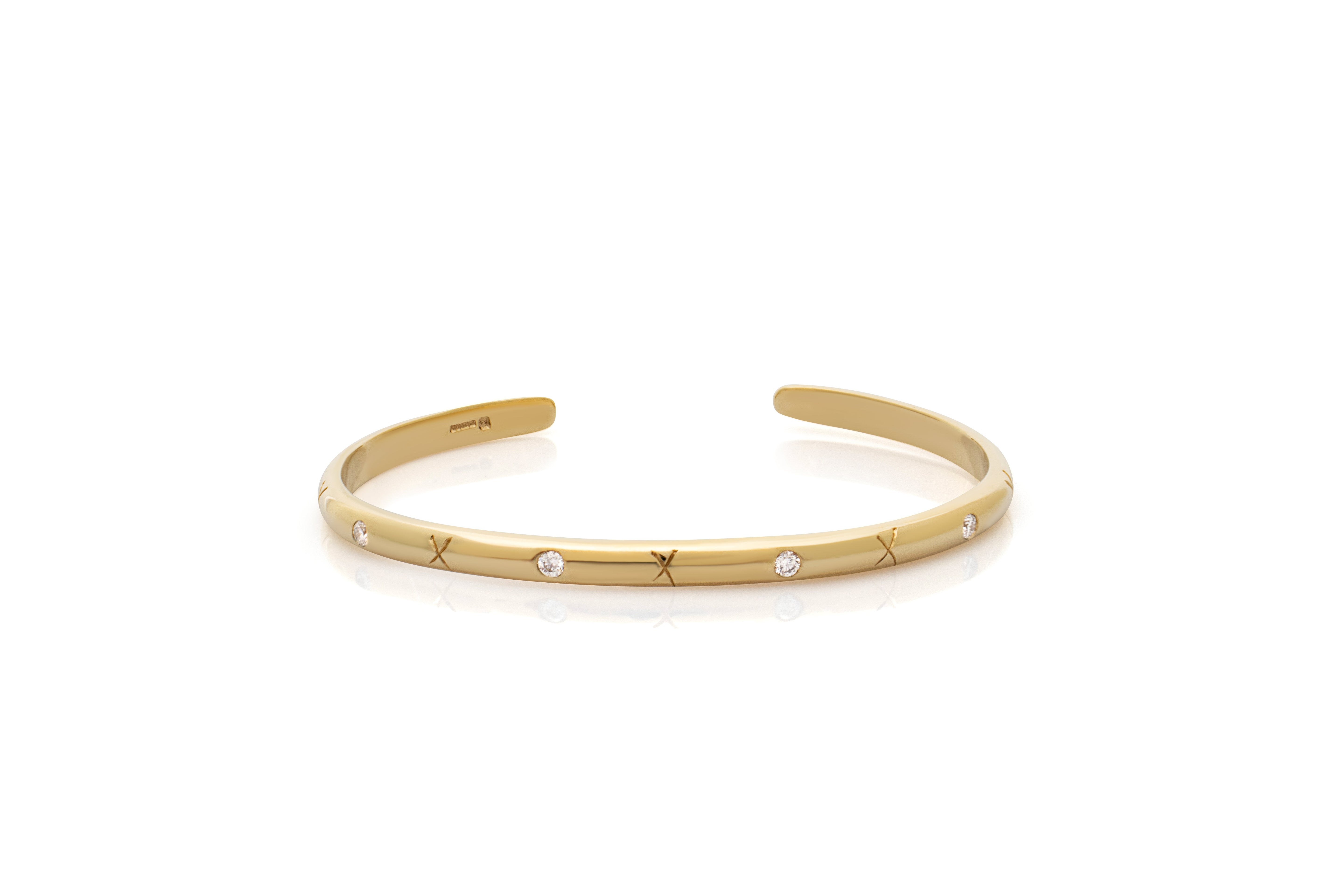 Diamond bangle. Diamond Binding Bangle. Binding Bangle. Gold bangle. Gold and diamond bangle. Kisses bangle. X bangle.