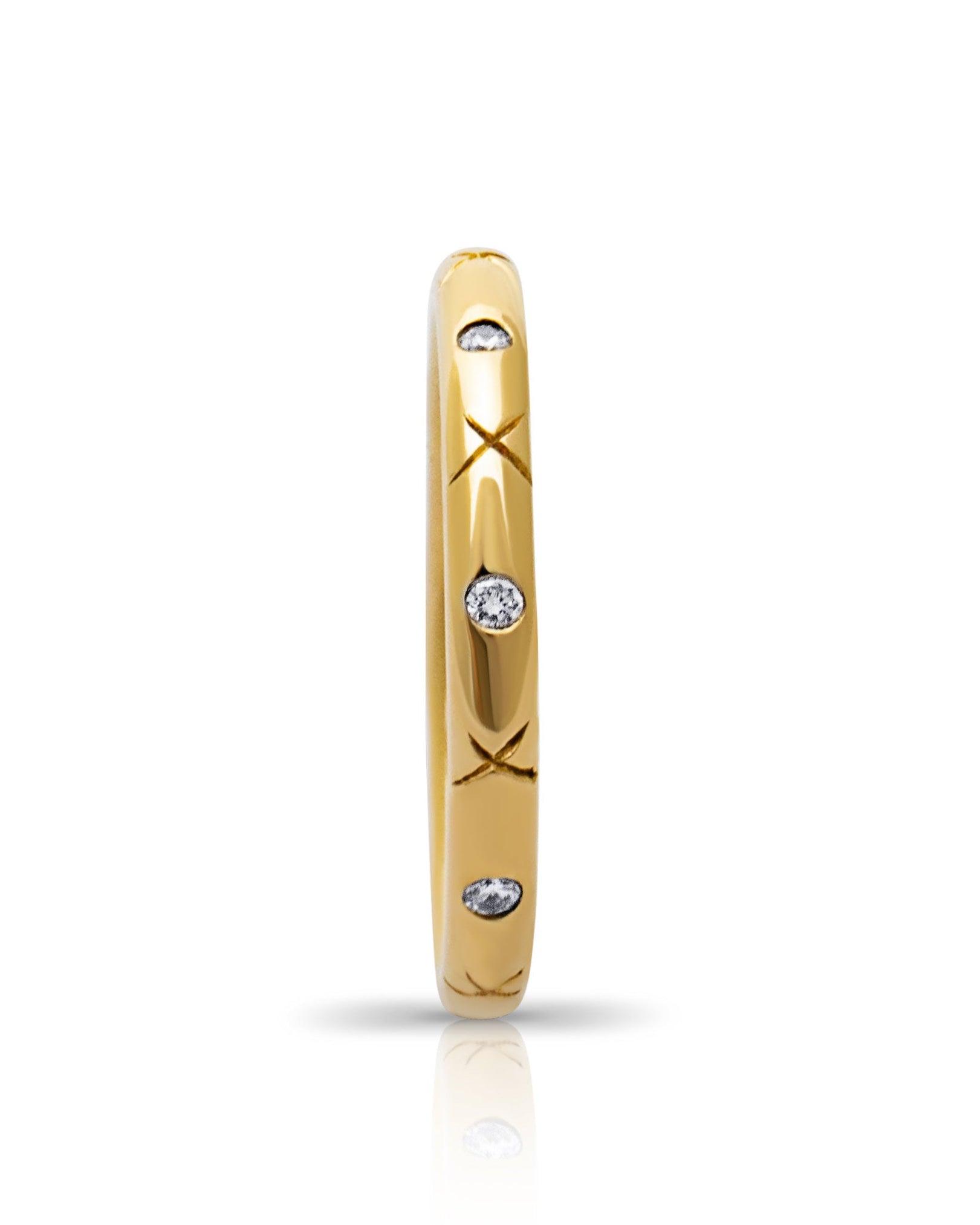 Diamond band. Diamond Binding Ring. Binding Ring. Gold band. Wedding band. Kisses ring. X ring.