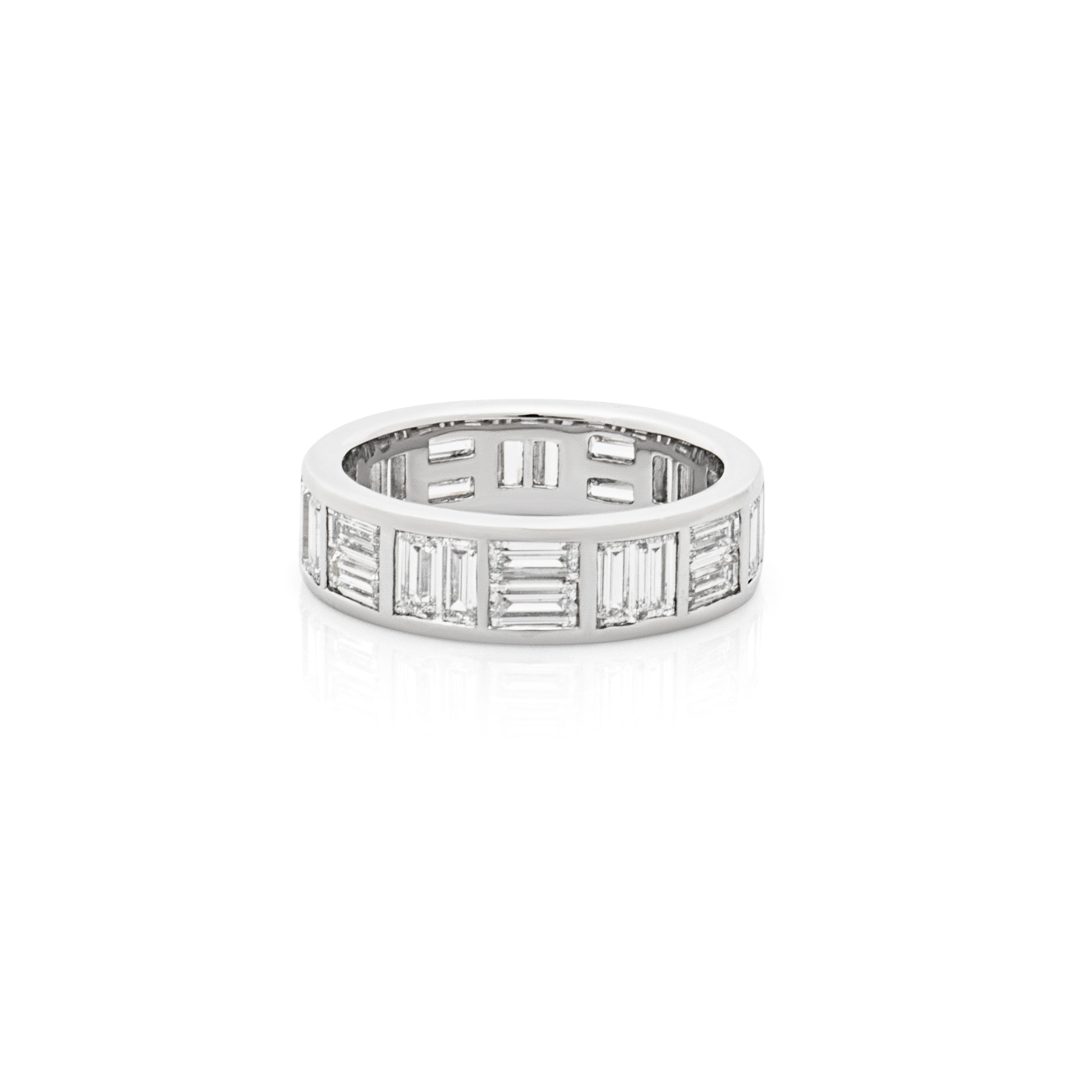 Brickwork Baguette Diamond Ring. Diamond ring. Diamond band. Platinum and Diamond eternity ring. Diamond eternity ring. Art Deco eternity ring. Platinum and diamond ring. Diamond wedding band.