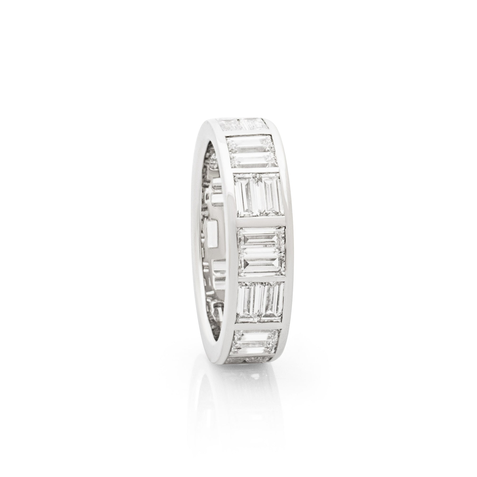 Brickwork Baguette Diamond Ring. Diamond ring. Diamond band. Platinum and Diamond eternity ring. Diamond eternity ring. Art Deco eternity ring. Platinum and diamond ring. Diamond wedding band.