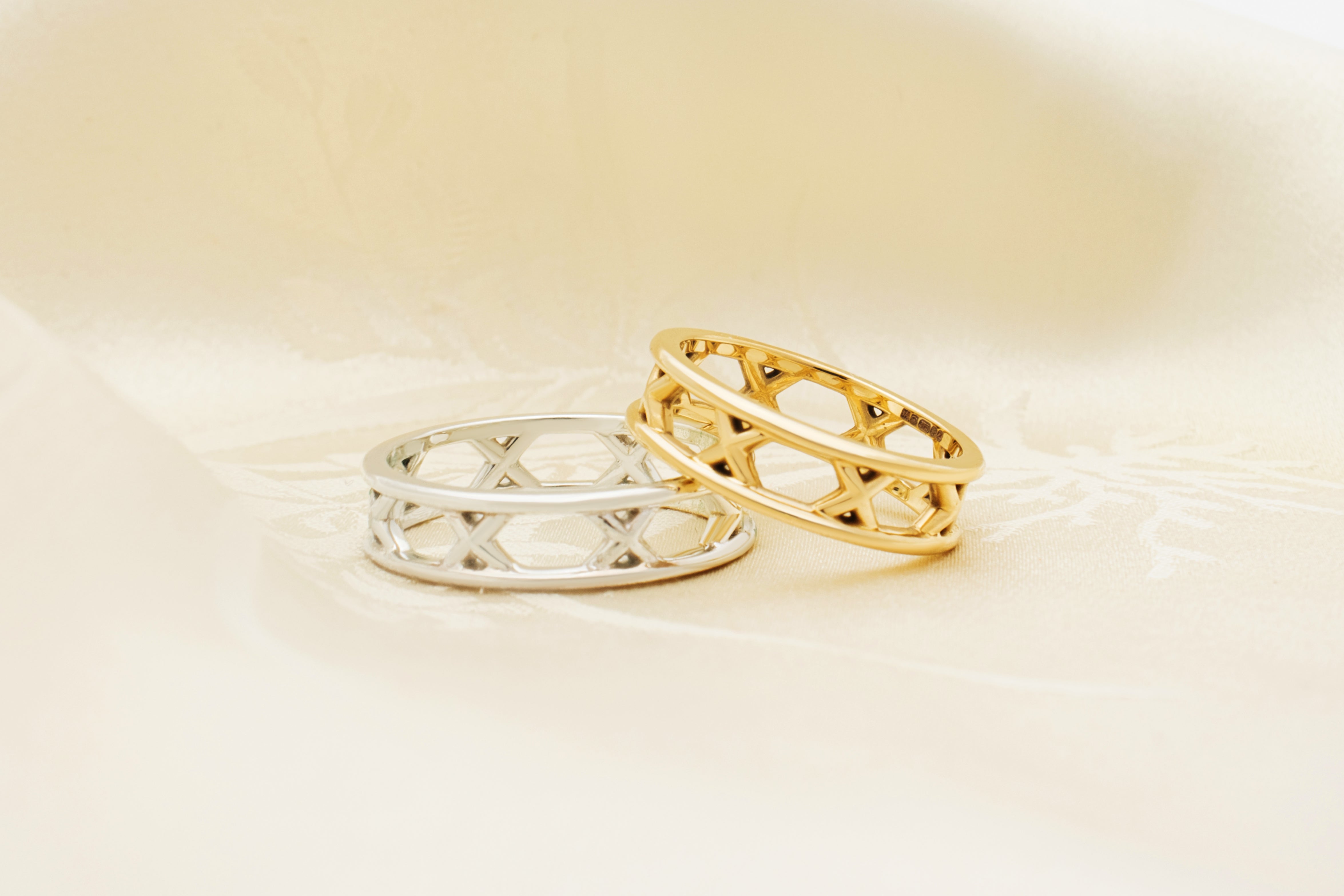 Gold binding ring. X ring. Matching rings. Unisex ring. Solid gold ring. Kisses ring. Friendship ring.