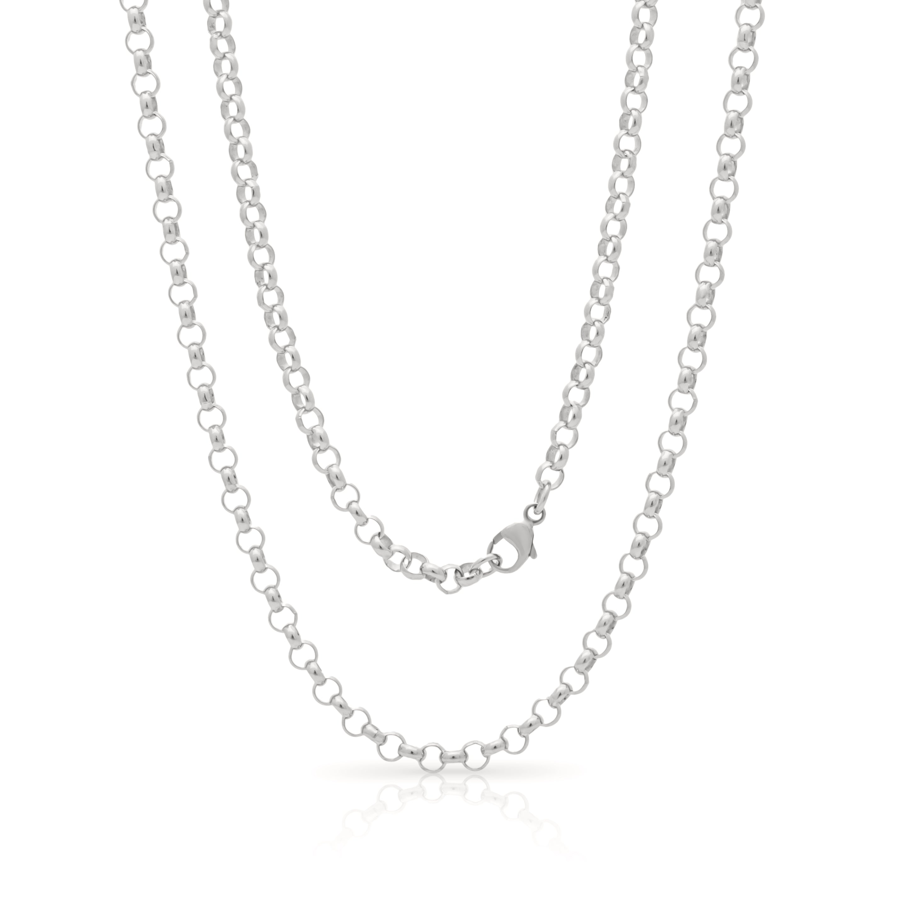 Silver necklace chain. Silver belcher chain.