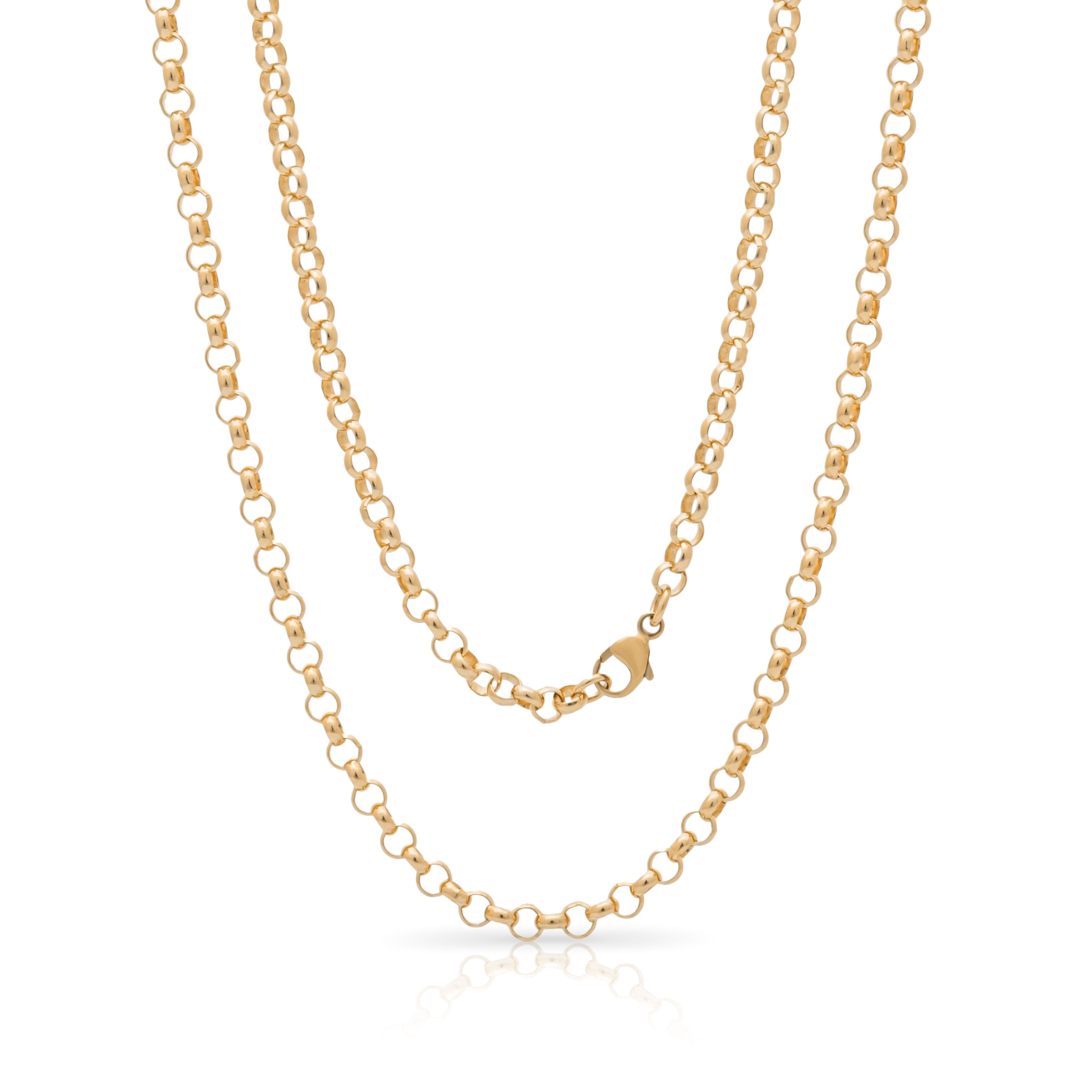 Gold chain necklace. Gold belcher chain.