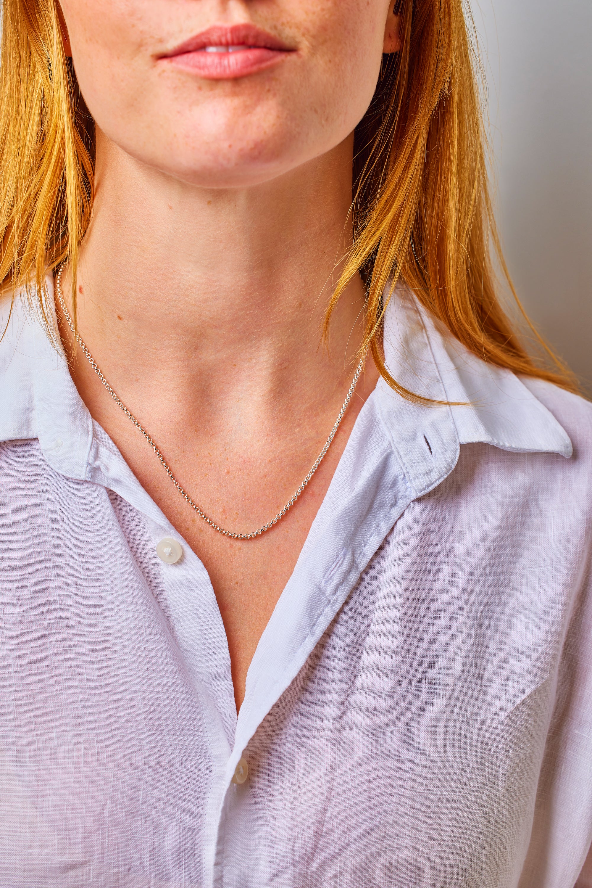 Silver necklace chain. Silver belcher chain.