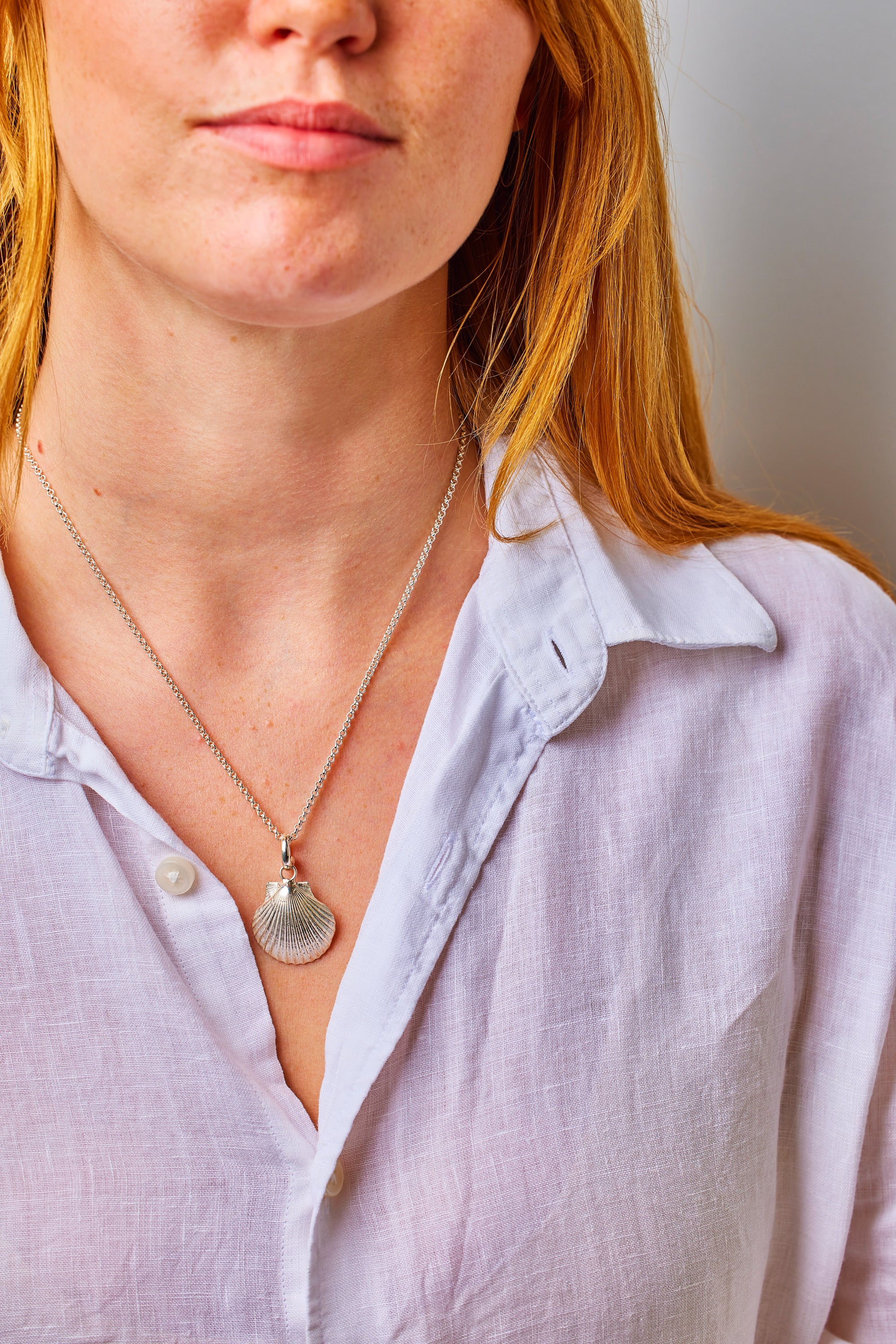 Oxwich pendant. Scallop shell pendant. Oxwich Bay necklace. Oxwich Bay, South Wales. Welsh jewellery. Gower jewellery. Wales shell jewellery. Silver shell jewellery. Gold shell jewellery. Those Happy Places. Scallop shell necklace.