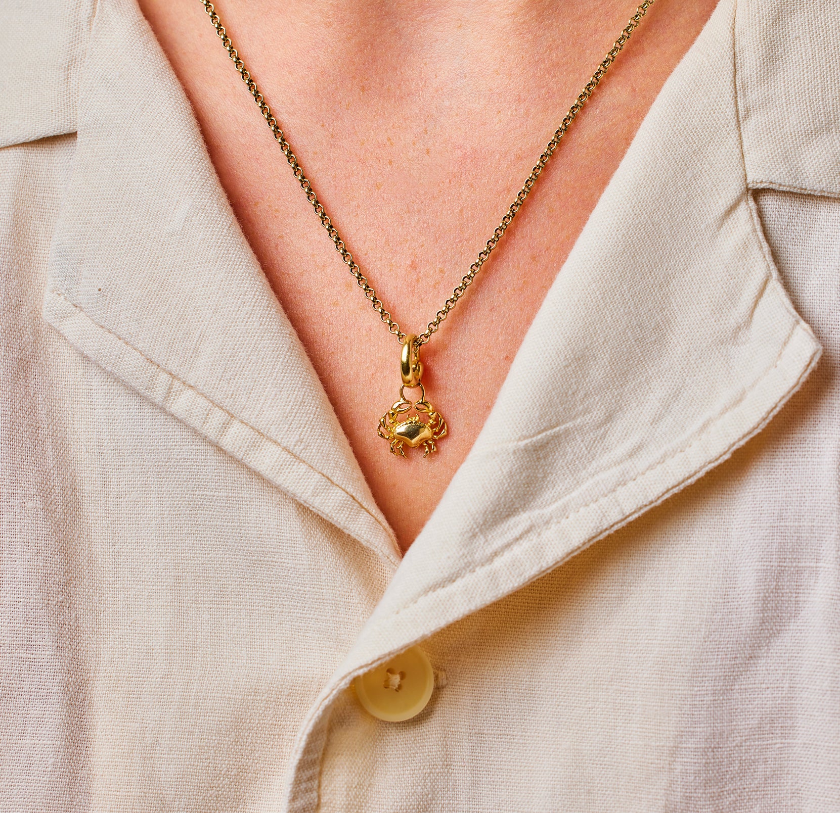 Claude the crab. Crab charm. Crab pendant. Cancer pendant. Cancer jewellery. Gold crab.