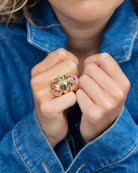 Diamond ring. Coloured Stone Ring. Bombé ring. Signet style ring. Gold ring. Chunky gold ring. Solid gold ring. Cocktail ring.