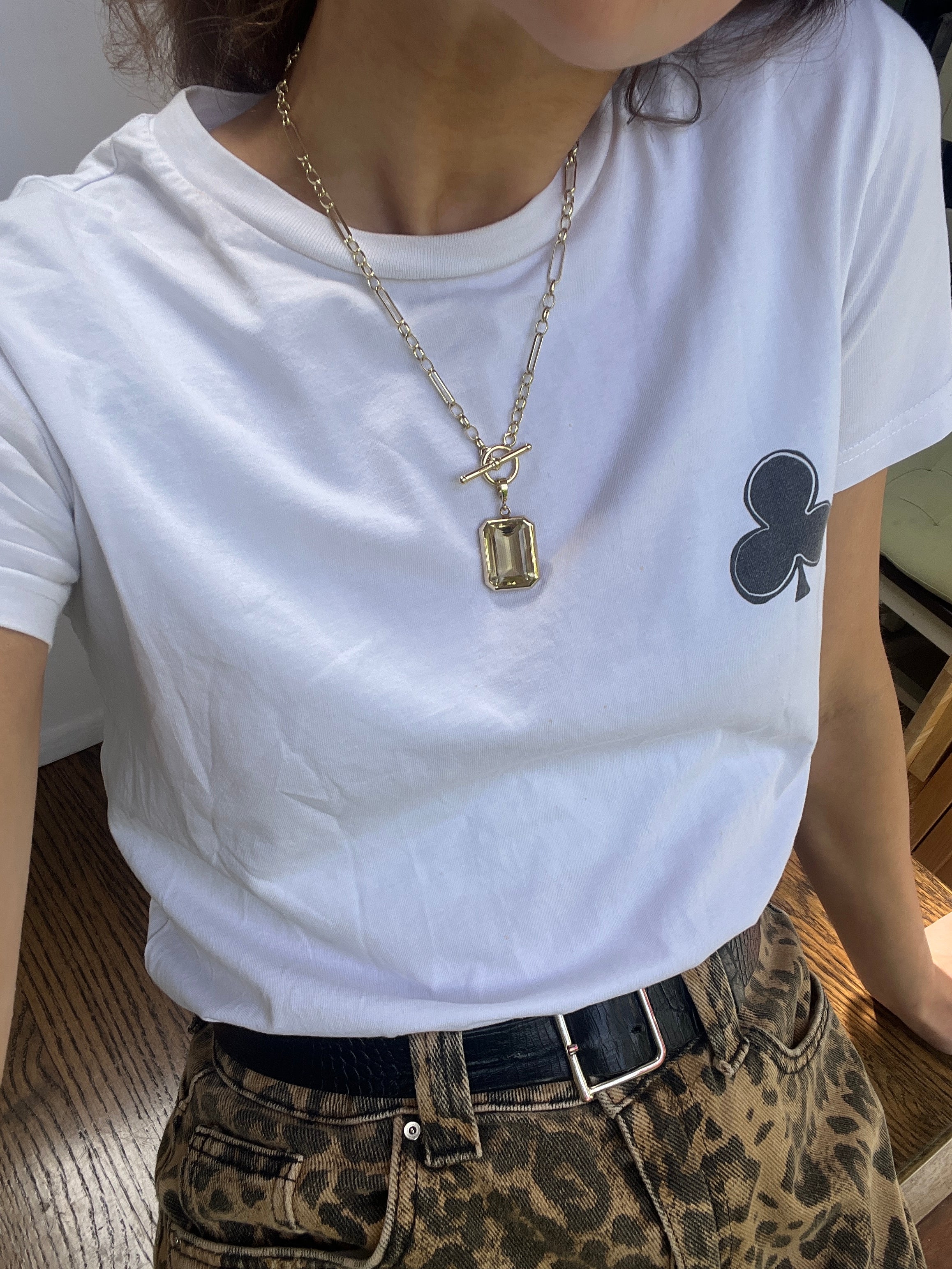 Citrine T-bar necklace. Citrine pendant. Large Citrine pendant necklace.