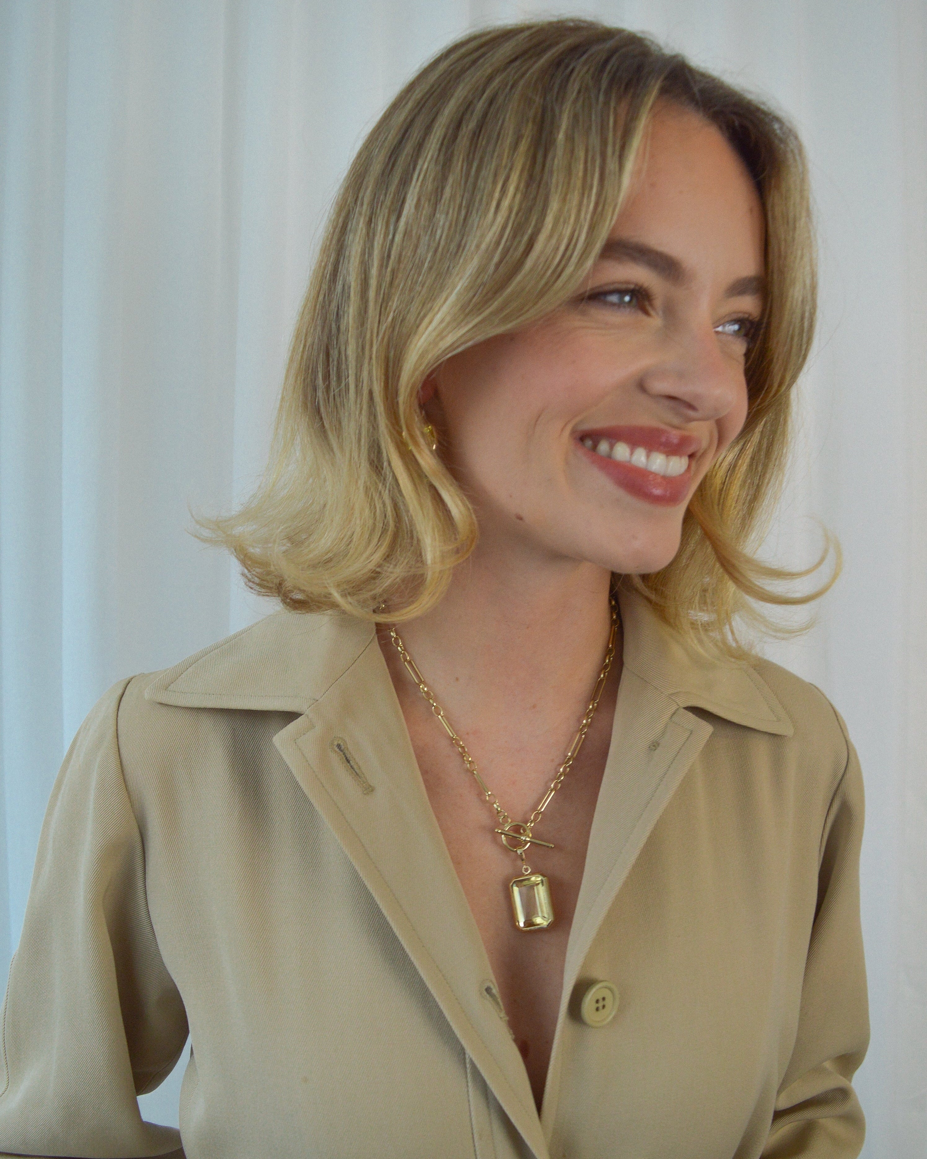 Citrine T-bar necklace. Citrine pendant. Large Citrine pendant necklace.