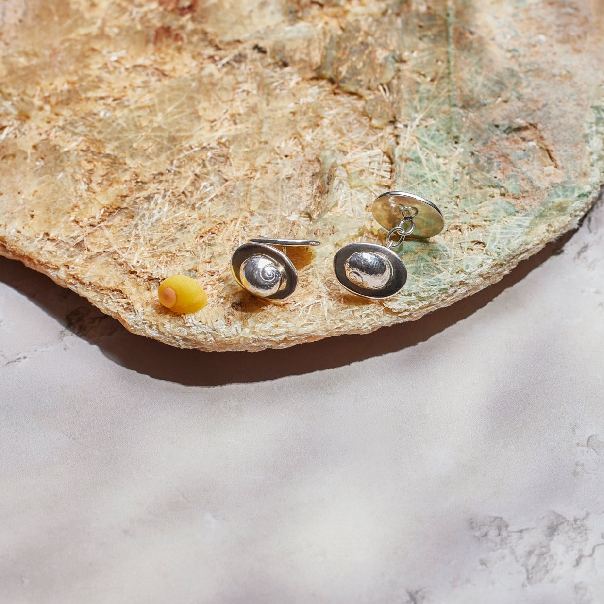 Flat Periwinkle shell cufflinks. Constantine Bay cufflinks. Cornwall jewellery. Cornwall shell jewellery. Men's accessories.