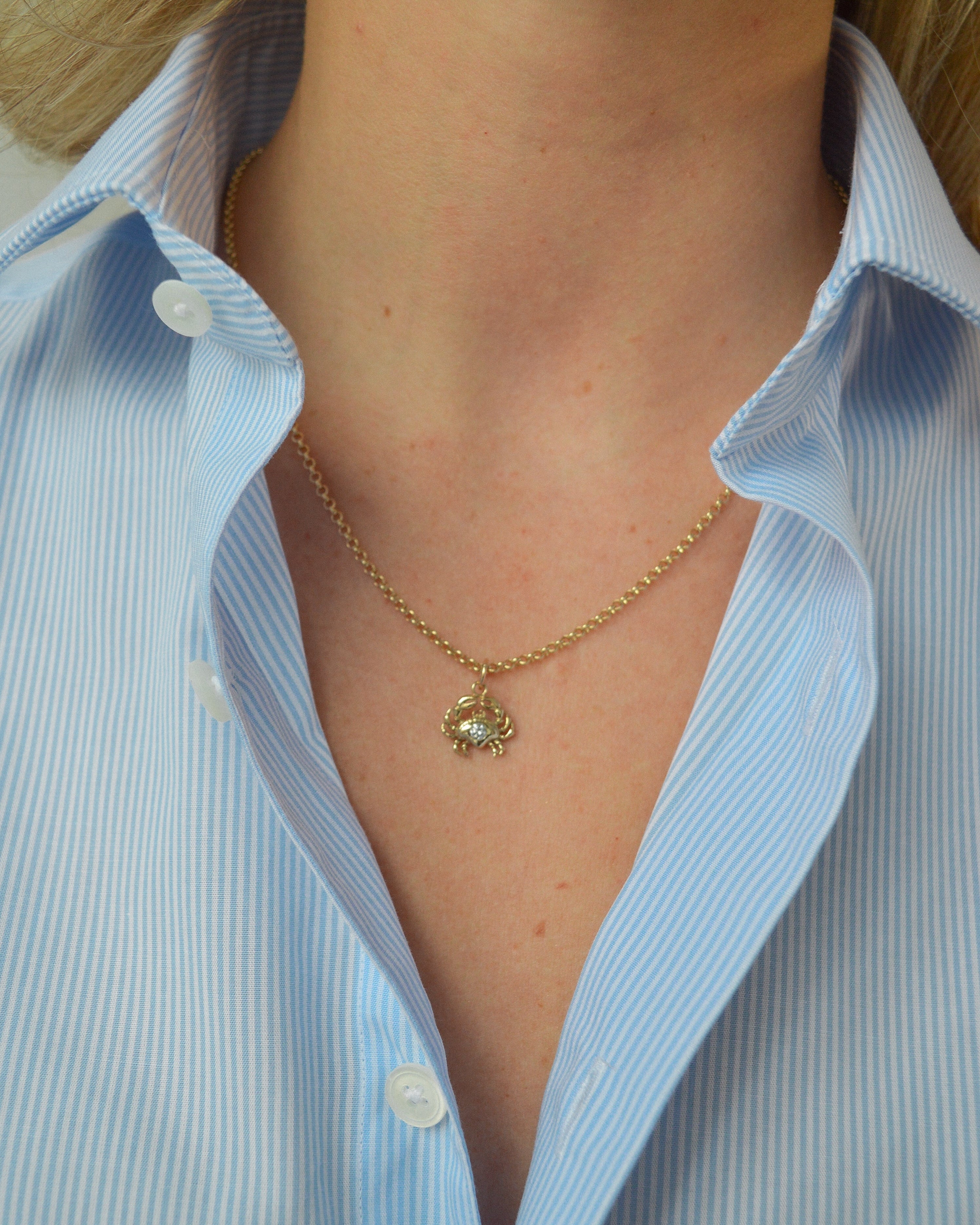 Diamond crab. Diamond pendant. Crab pendant. Cancer pendant.