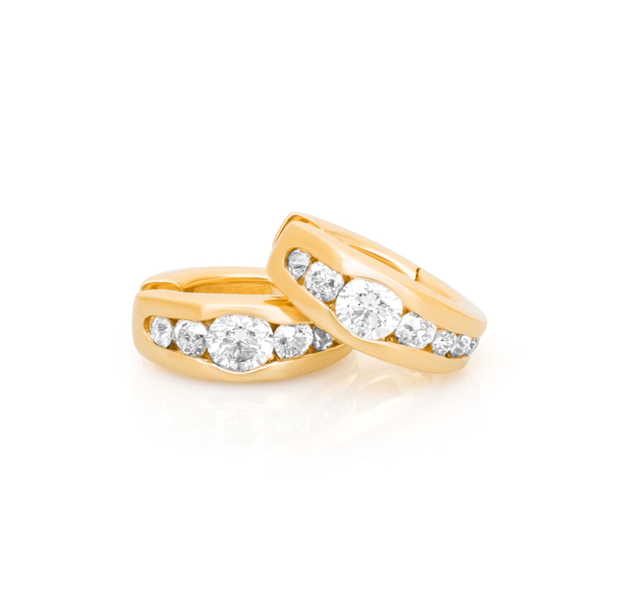 Diamond huggie hoops. Diamond hoop earrings.