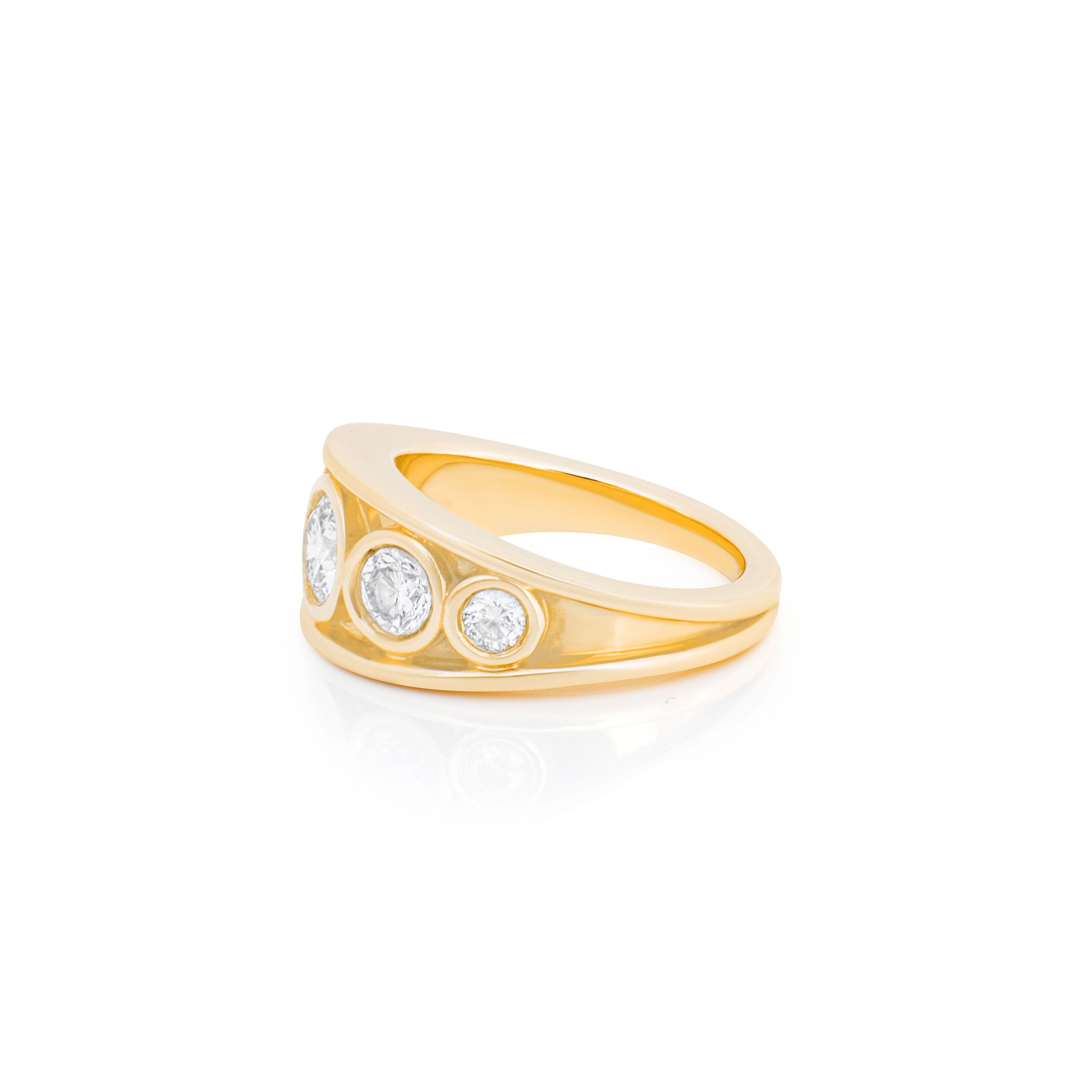 Diamond pinky ring. Five-stone diamond ring. Chunky pinky ring.