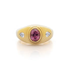 Rhodolite Garnet and Diamond ring. Diamond ring. Coloured Stone Ring. Bombé ring. Signet style ring. Gold ring. Chunky gold ring. Solid gold ring. Cocktail ring.