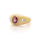Rhodolite Garnet and Diamond ring. Diamond ring. Coloured Stone Ring. Bombé ring. Signet style ring. Gold ring. Chunky gold ring. Solid gold ring. Cocktail ring.
