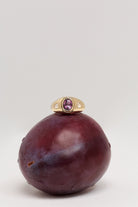 Rhodolite Garnet and Diamond ring. Diamond ring. Coloured Stone Ring. Bombé ring. Signet style ring. Gold ring. Chunky gold ring. Solid gold ring. Cocktail ring.