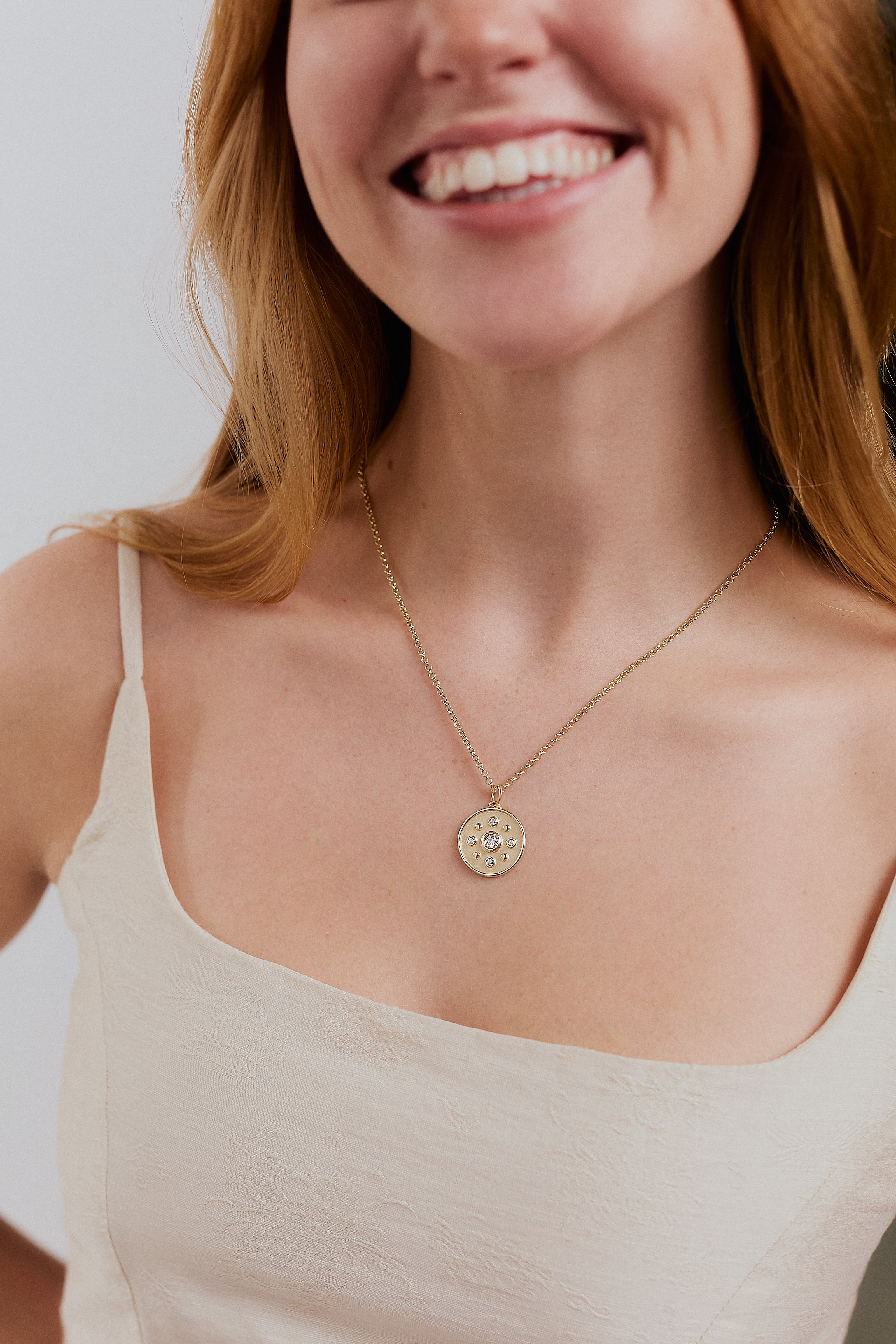 Earth Medallion. Medallion pendant. Gold medallion. Diamond medallion. Solid gold and diamond pendant. Diamond disc pendant. Gold disc pendant.