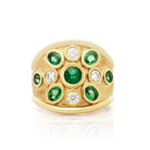 Droplet Ring. Emerald and Diamond Ring. Solid gold ring. Gemstone ring. Statement ring.