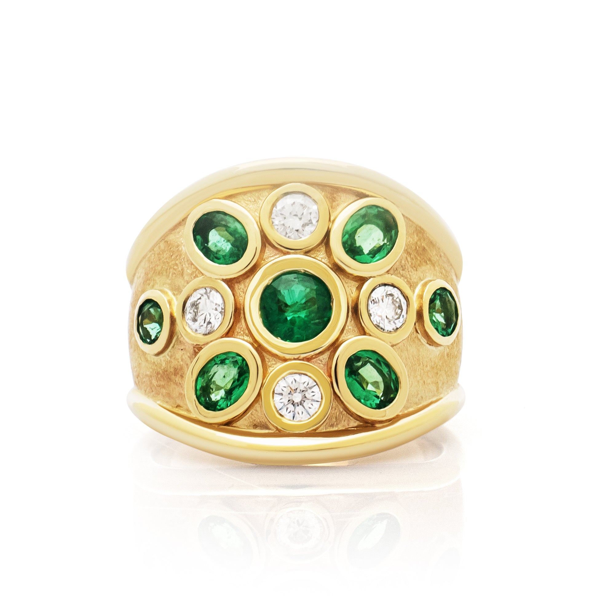 Droplet Ring. Emerald and Diamond Ring. Solid gold ring. Gemstone ring. Statement ring.