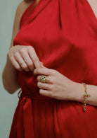 Droplet Ring. Emerald and Diamond Ring. Solid gold ring. Gemstone ring. Statement ring.