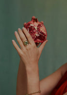 Droplet Ring. Emerald and Diamond Ring. Solid gold ring. Gemstone ring. Statement ring.