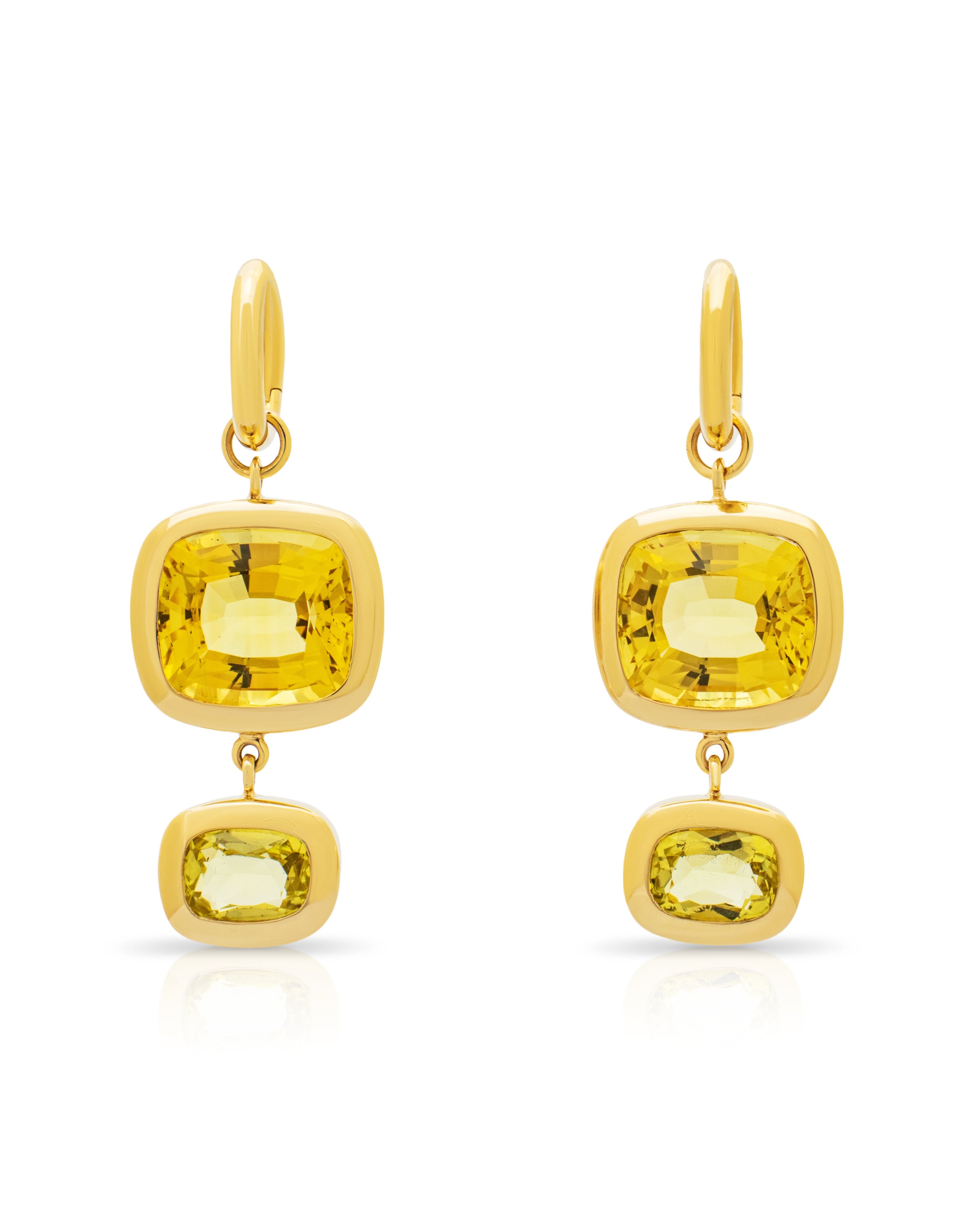 Yellow beryl and lemon quartz earrings. Yellow gemstone earrings. Big earrings. Statement earrings. Cocktail earrings. French 75 cocktail earrings. Cocktail jewellery. Double drop earrings.