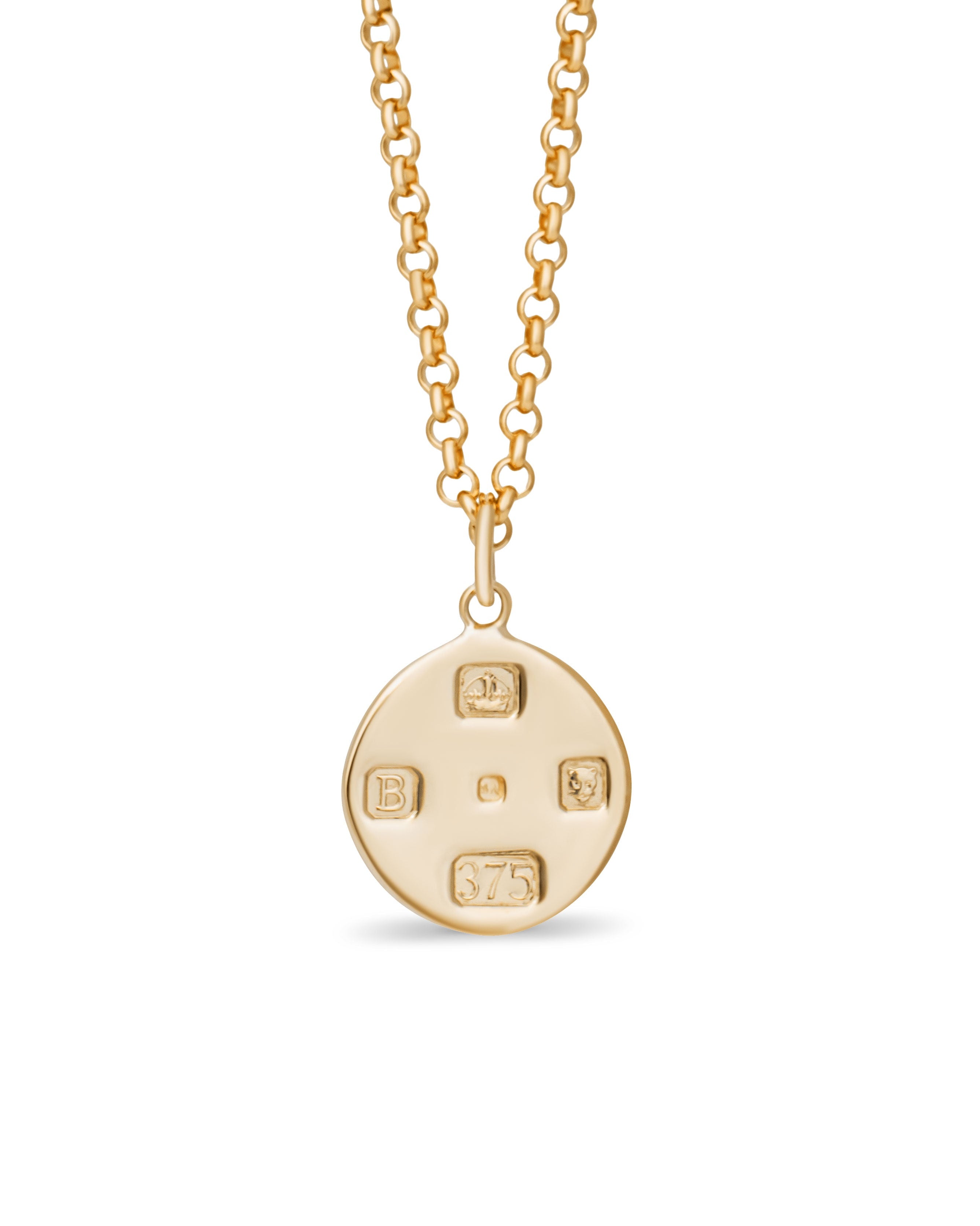 Gold disc pendant. Gold dog tag. Gold disc charm.