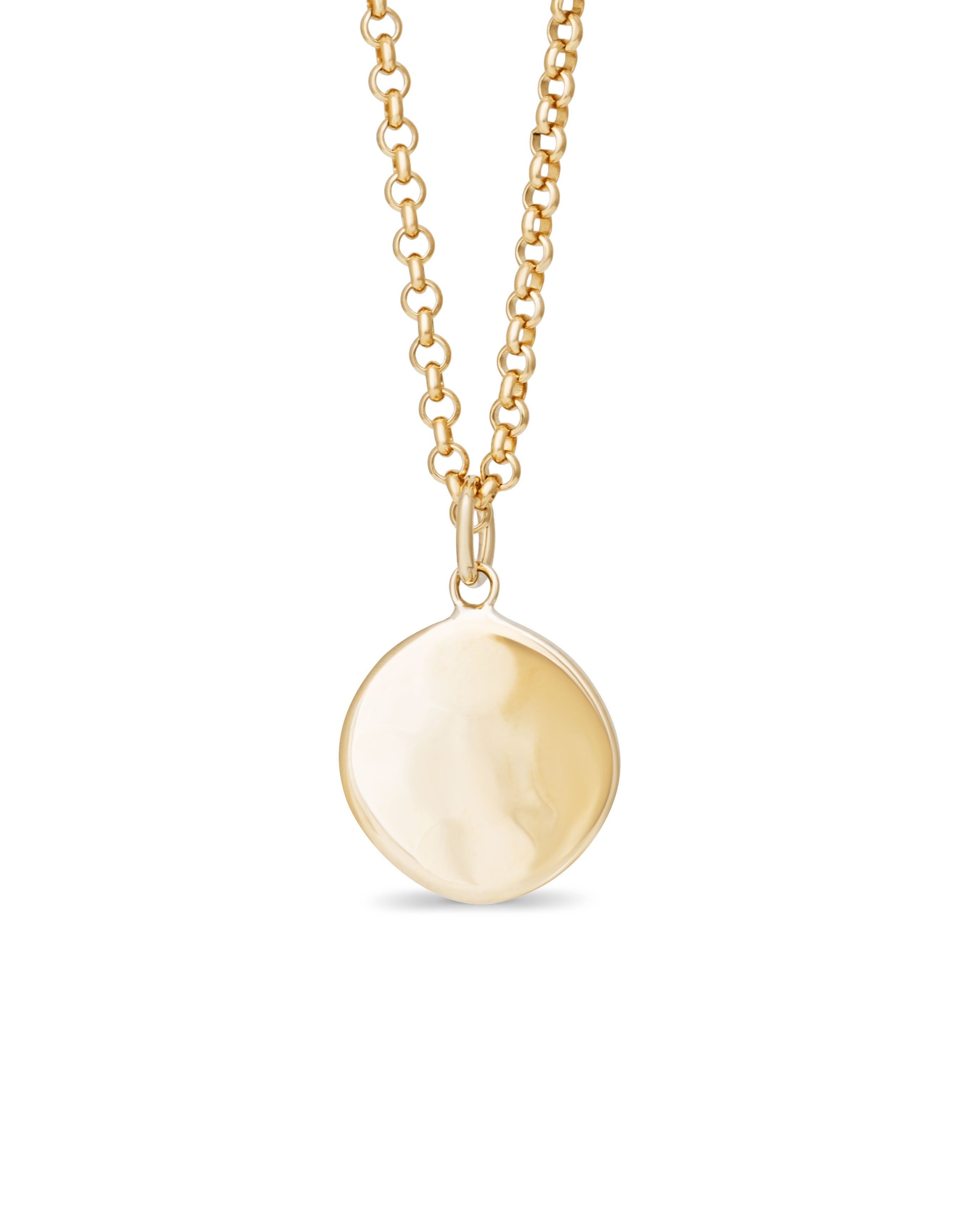 Gold disc pendant. Gold dog tag. Gold disc charm.