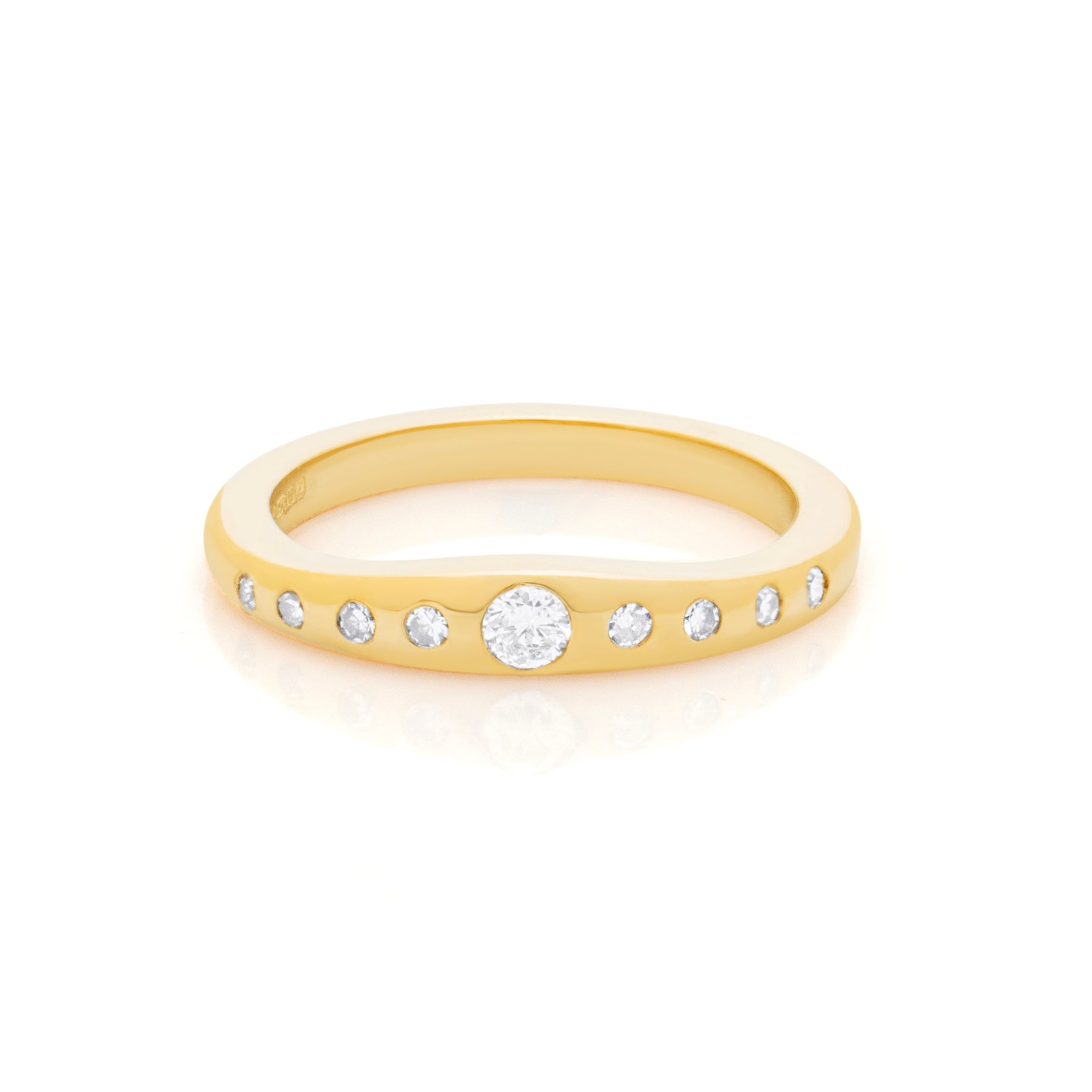 Gold diamond band. Gold diamond ring.