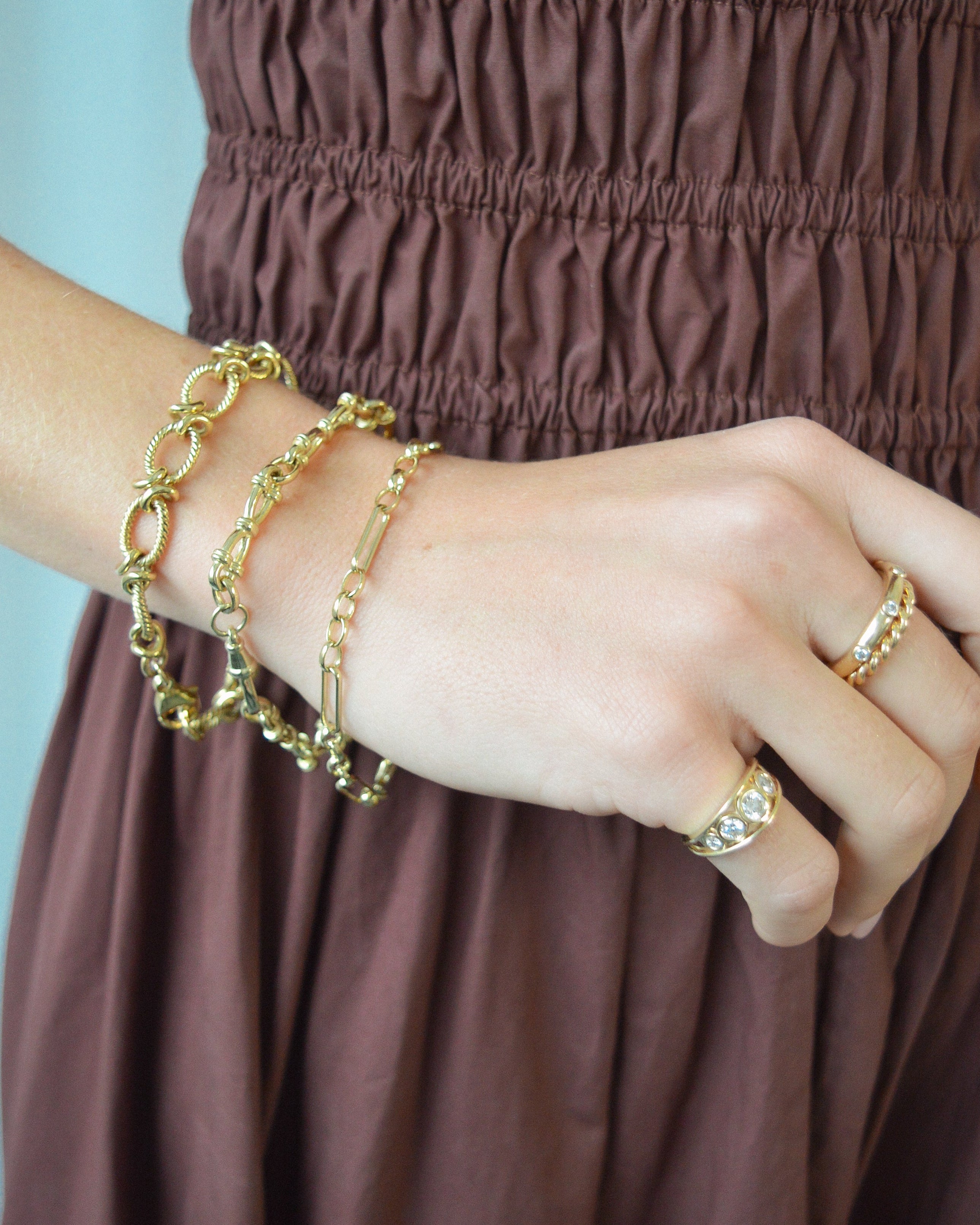 Gold Figaro bracelet. Gold chain bracelet. Solid gold bracelet. Gold link bracelet.
