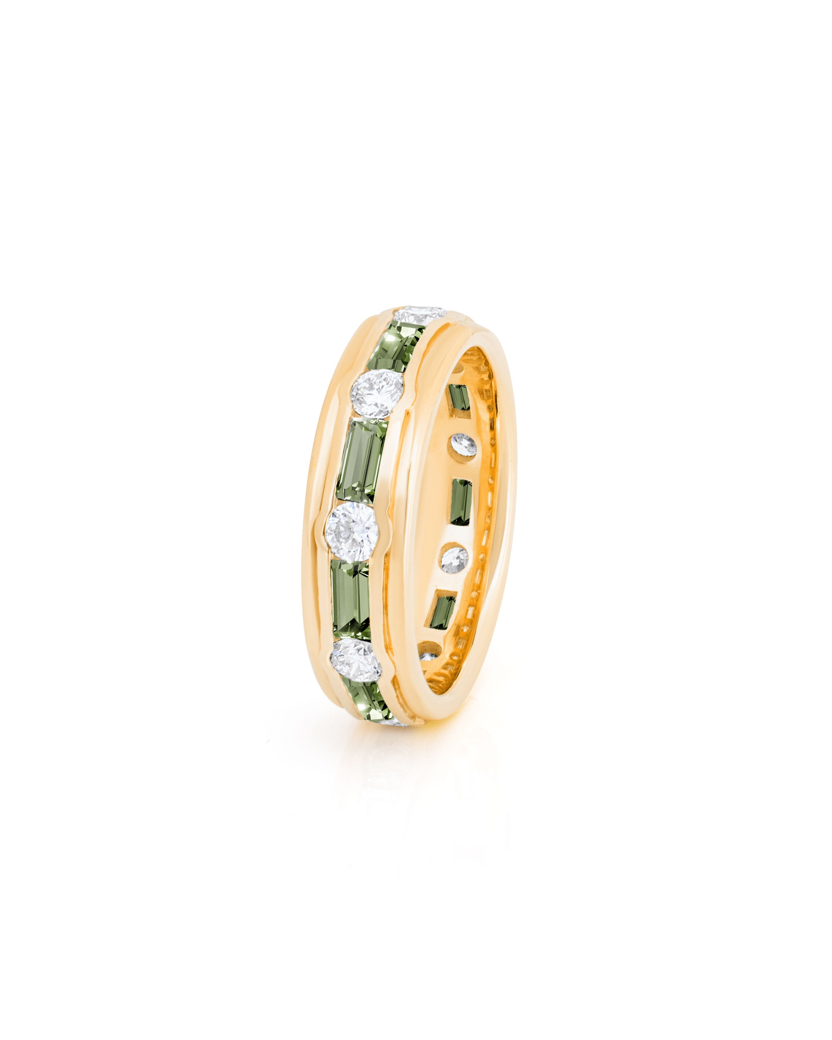 Green Sapphire and Diamond Eternity Ring. Green sapphire ring. Eternity ring. Green Sapphire and Diamond Band.