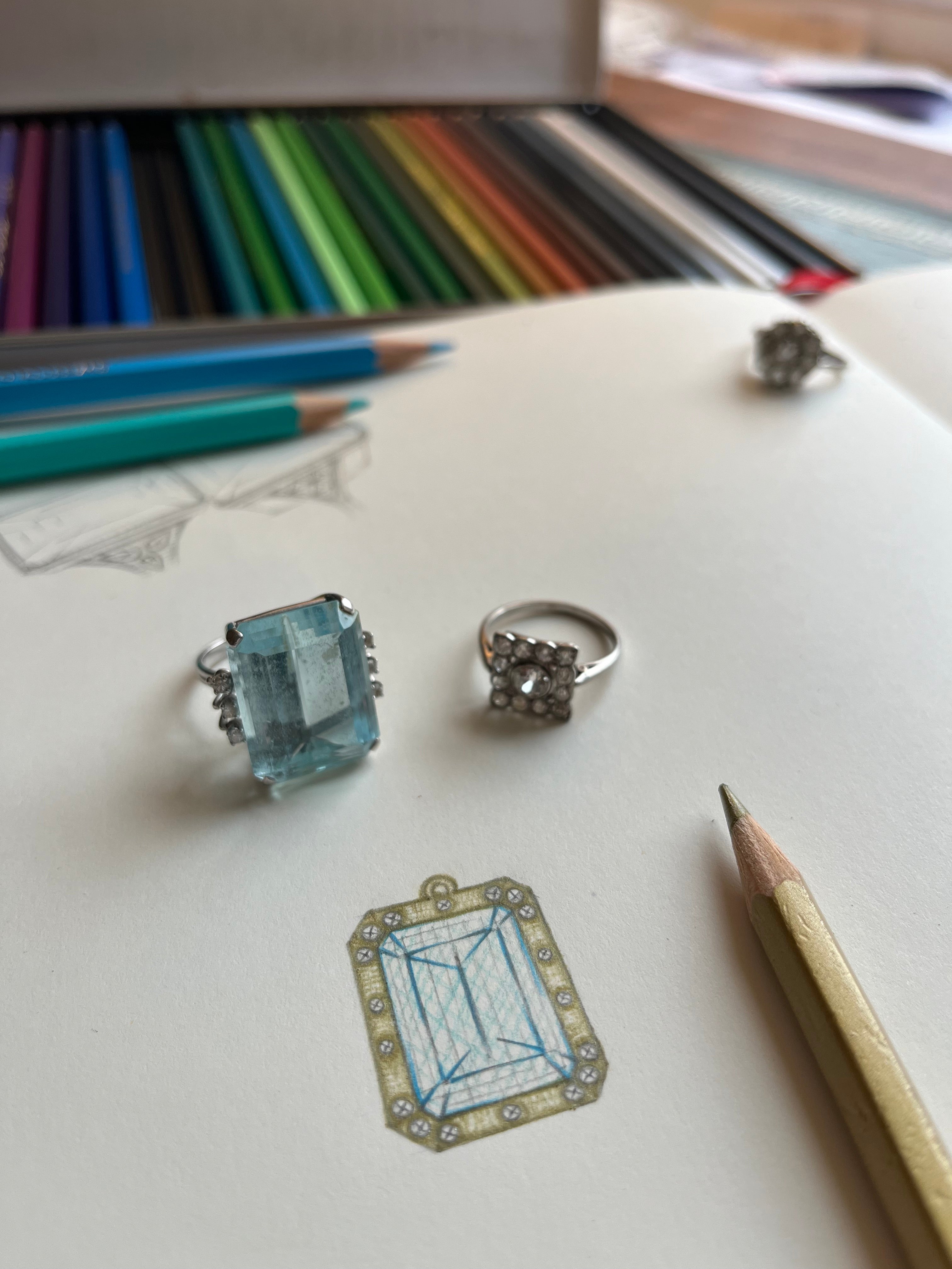 Bespoke Aquamarine and Diamond T-bar Necklace