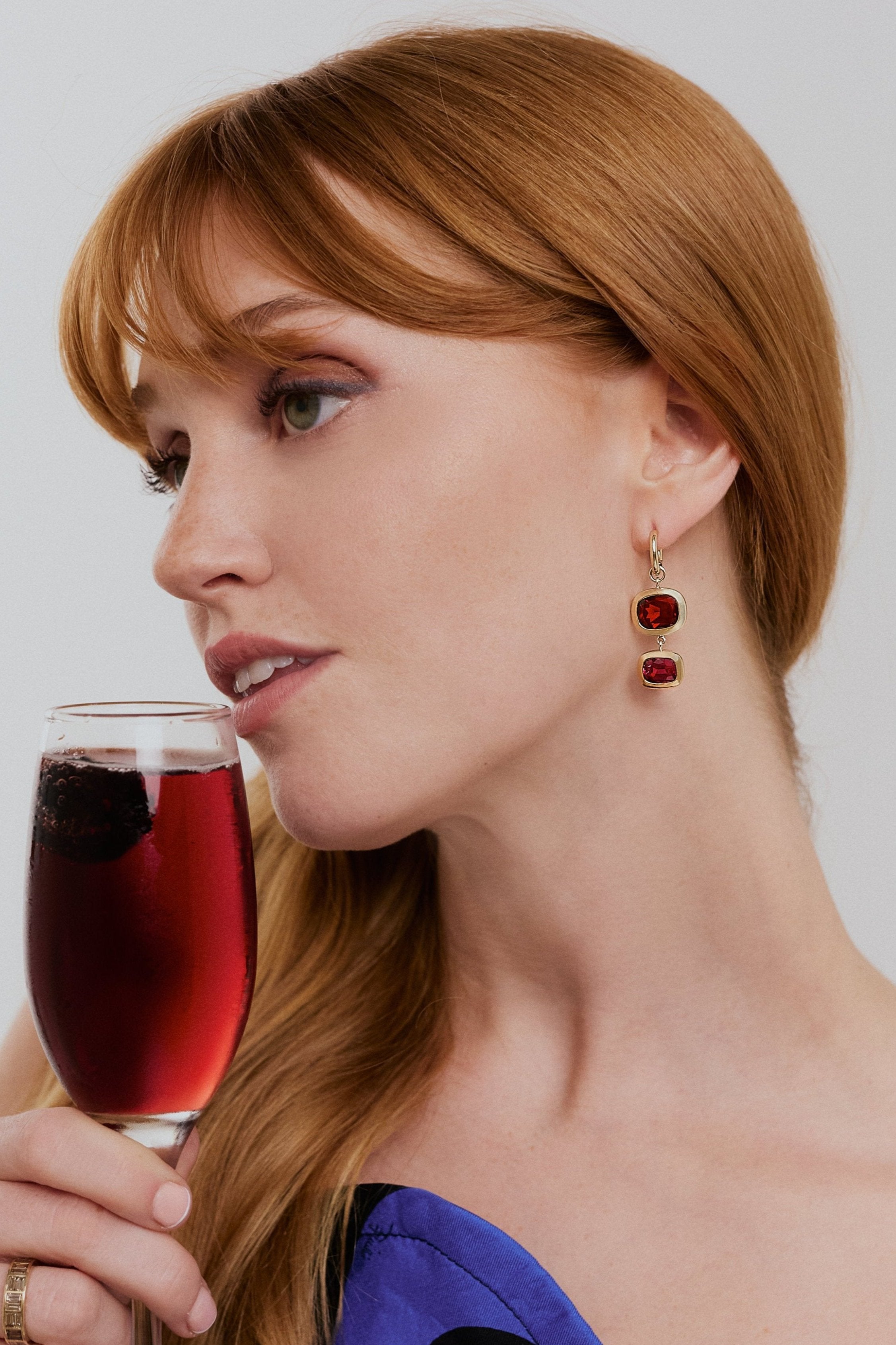 Kir Royale Cocktail Earrings. Red garnet earrings. Rhodolite garnet earrings. Red gemstone earrings. Pink gemstone earrings. Big earrings. Statement earrings. Gemstone drop earrings.