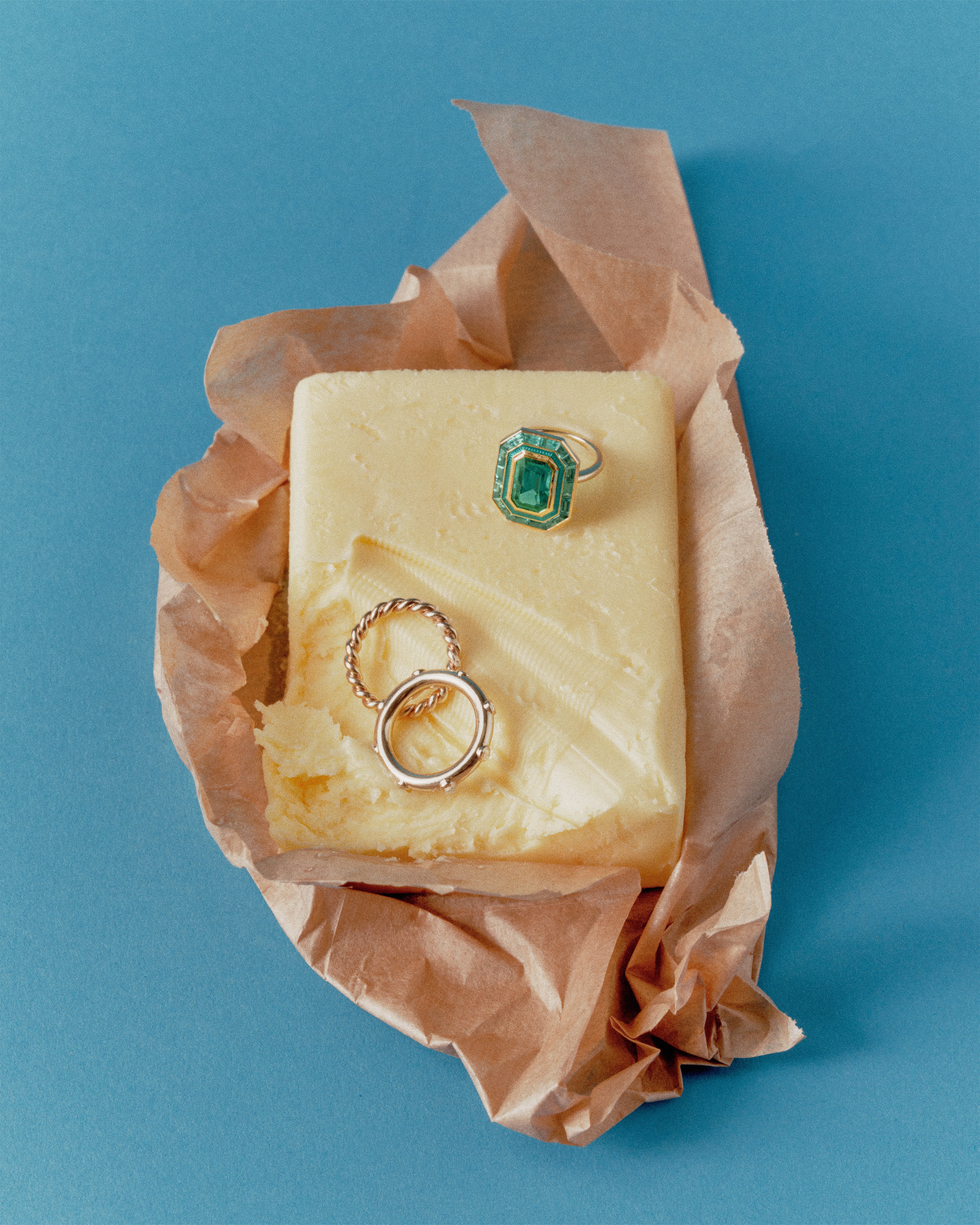 Lagoon green Tourmaline target ring. Enamel ring. Green gemstone ring. Serena Ansell Fine Jewellery