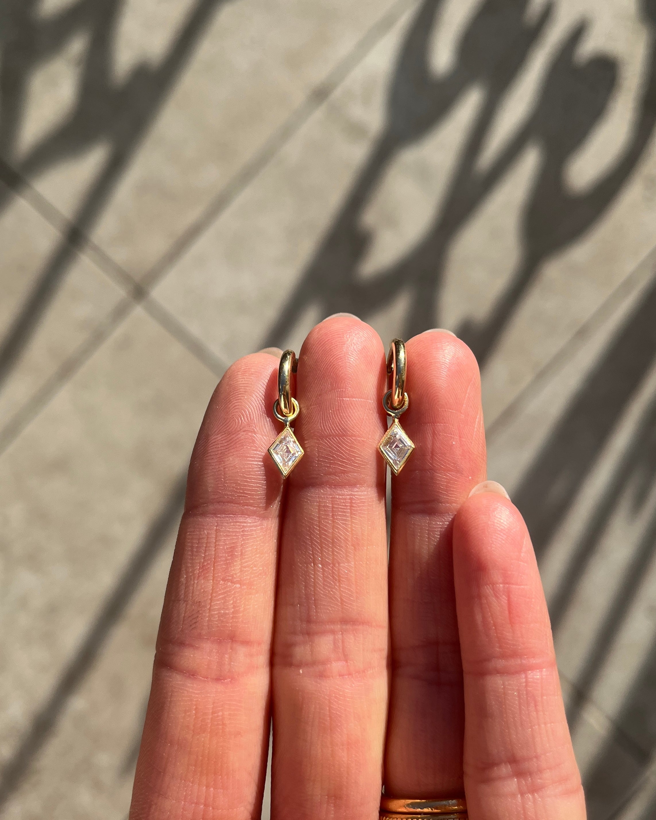 Lozenge Diamond drop earrings. Diamond drops. Diamond earrings