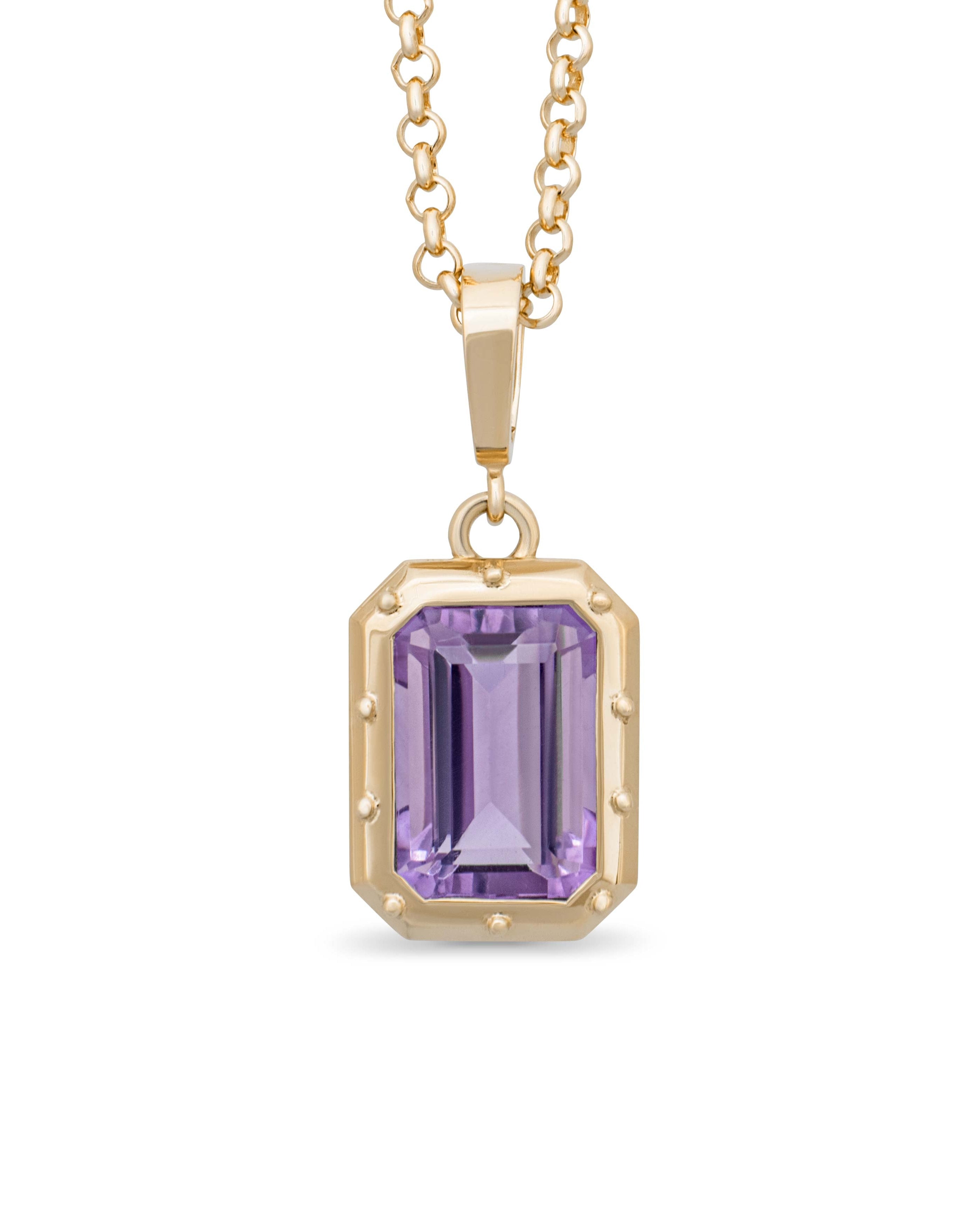 Amethyst pendant. Purple gemstone pendant