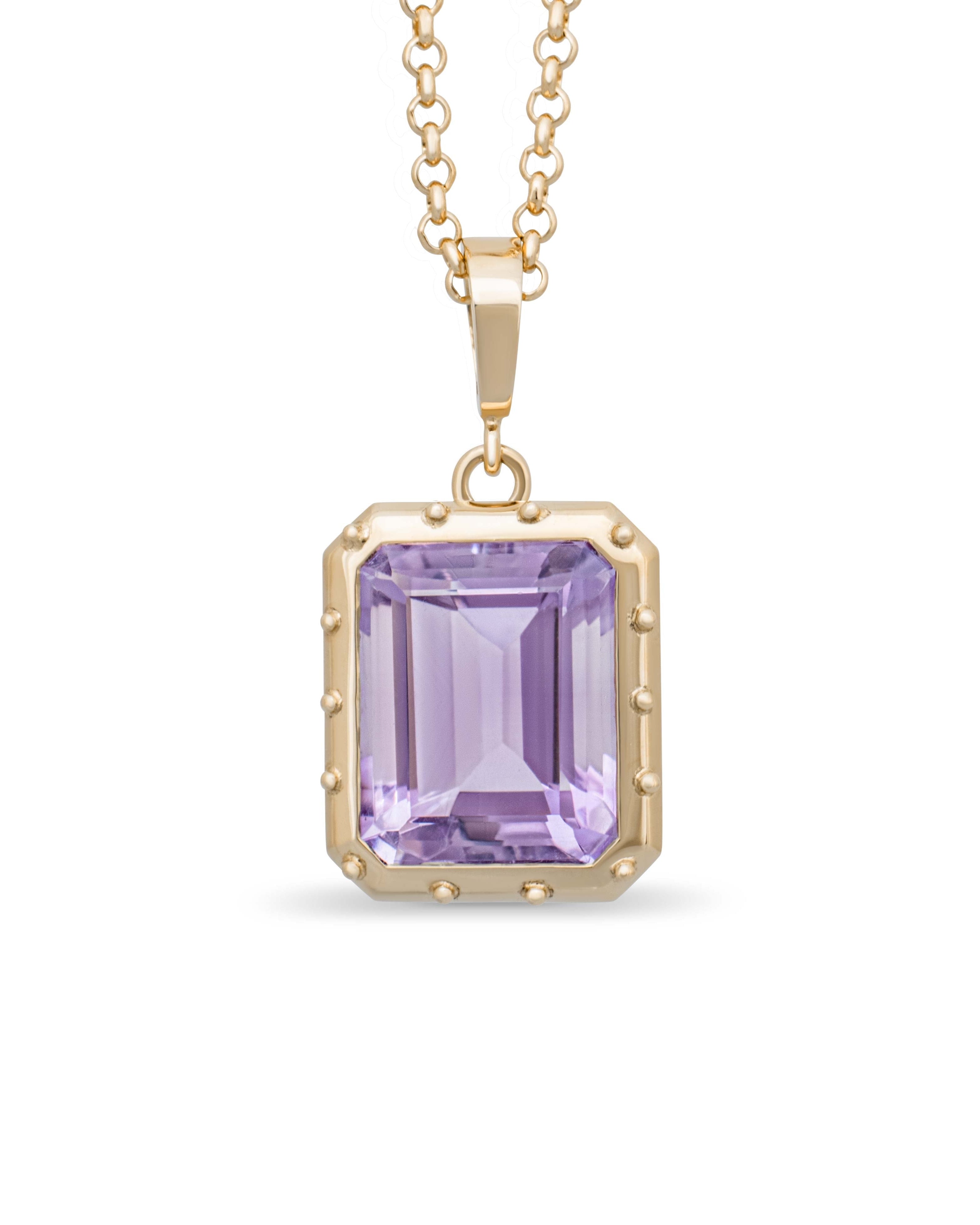 Amethyst pendant. Purple gemstone pendant.
