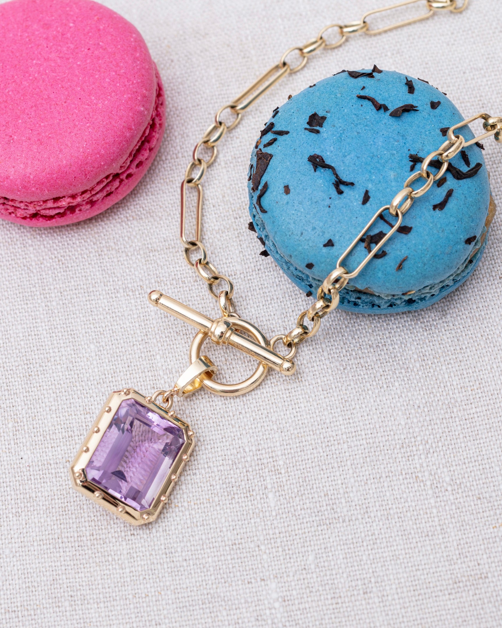 Amethyst pendant. Purple gemstone pendant. T-bar necklace