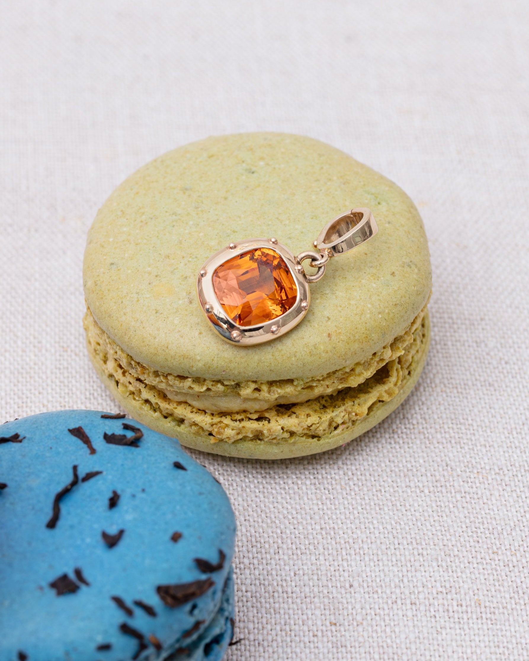 Hessonite garnet pendant. Orange gemstone pendant.