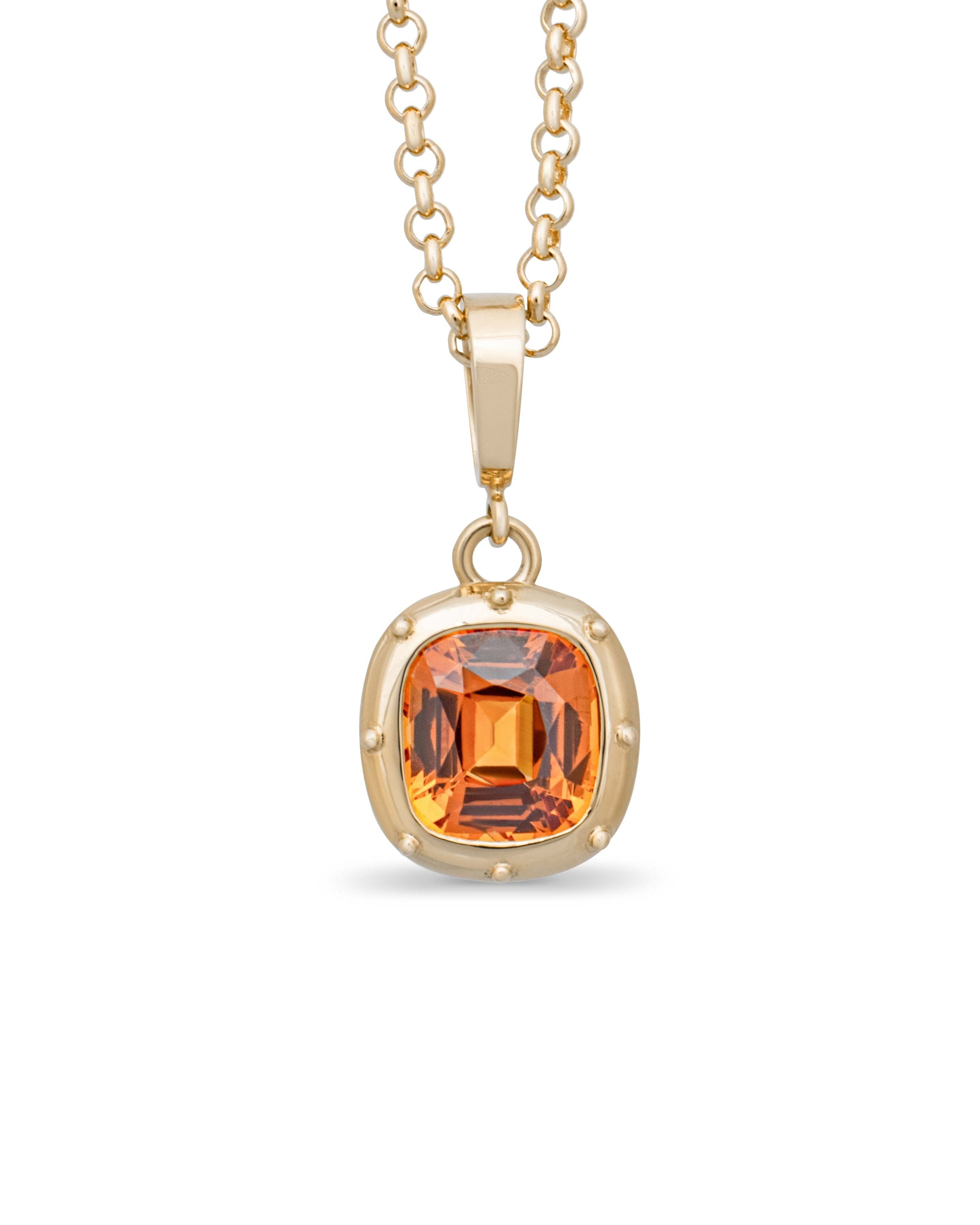 Hessonite garnet pendant. Orange gemstone pendant.