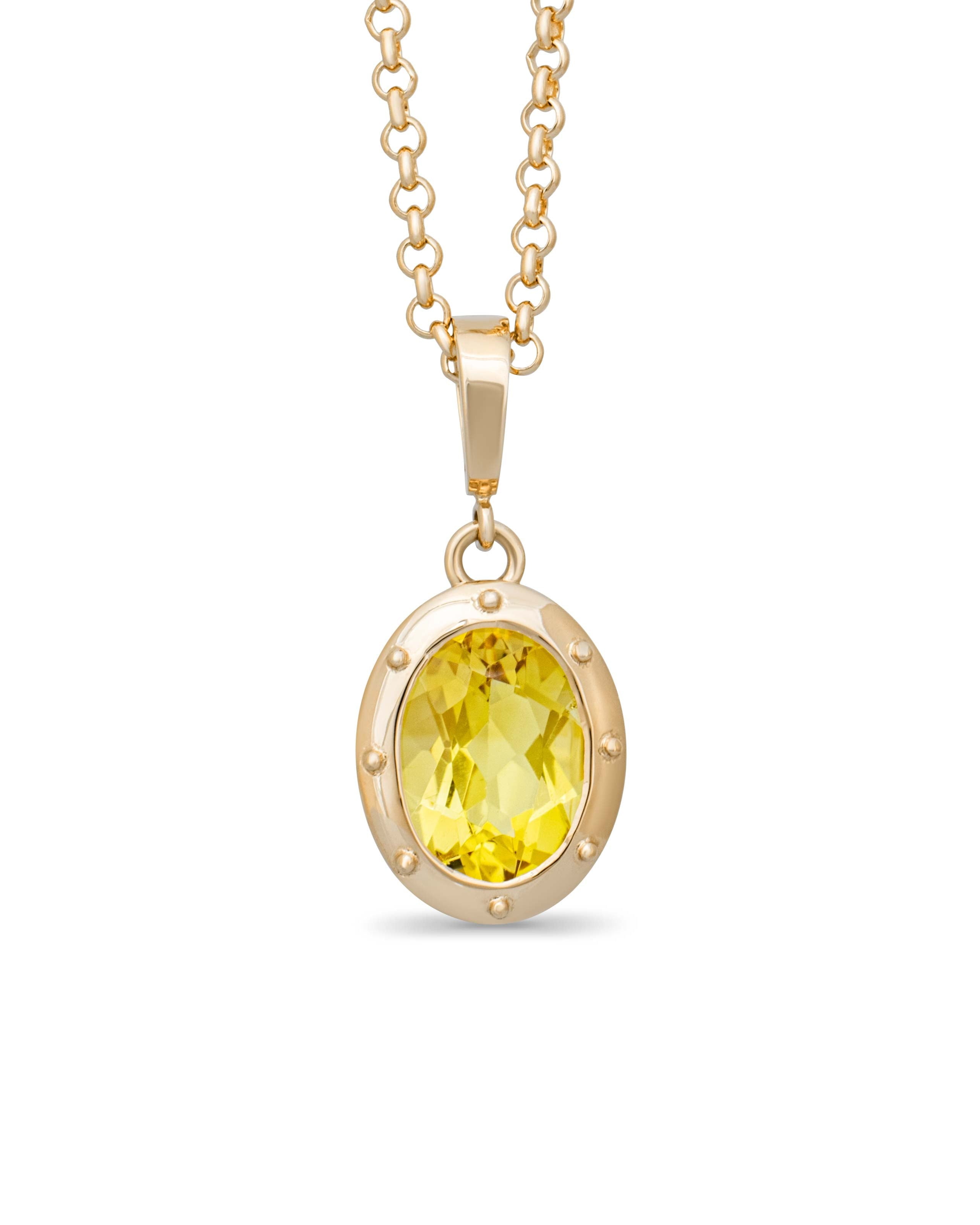 Yellow beryl pendant. Yellow gemstone pendant.