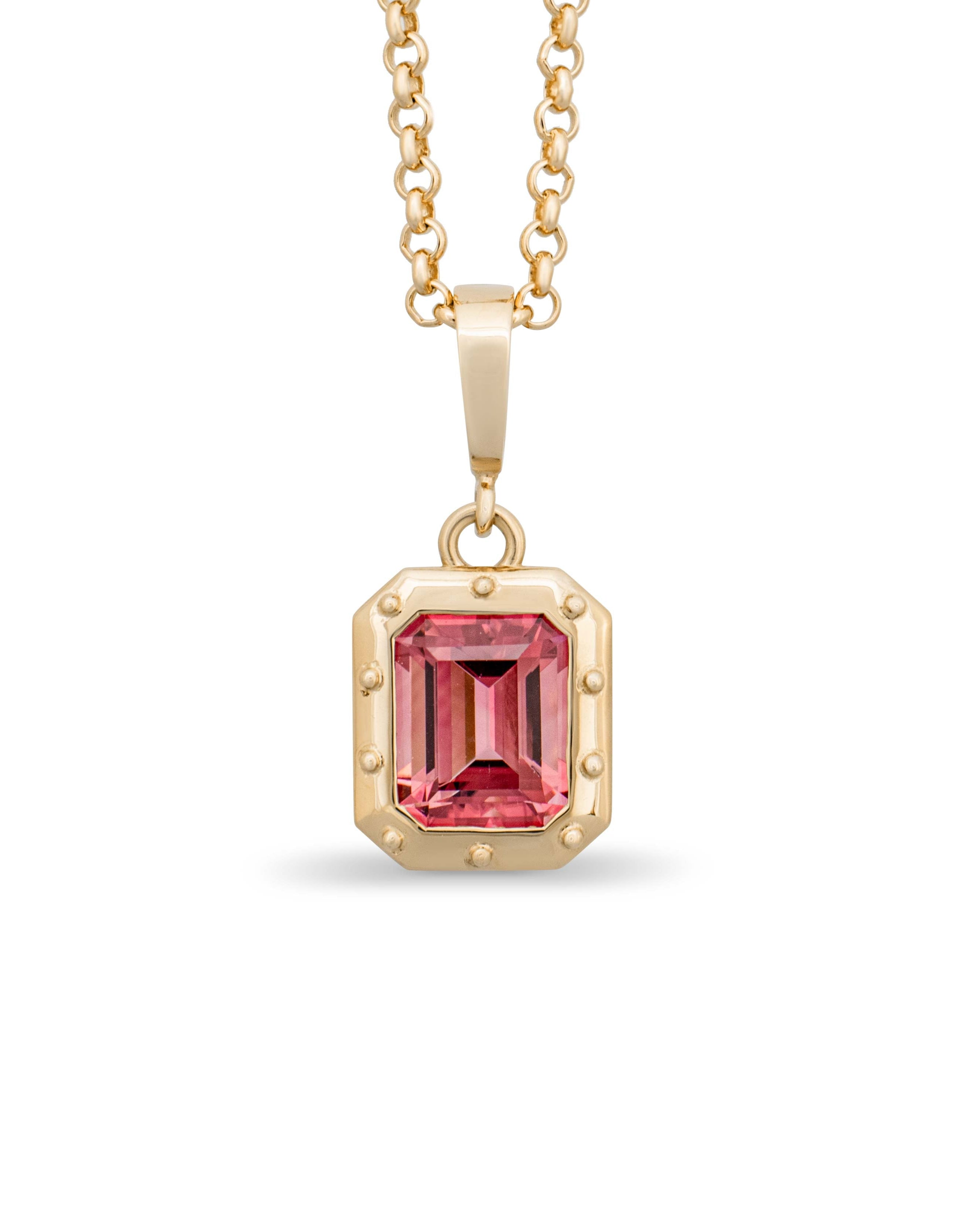 Pink tourmaline pendant. Pink gemstone pendant