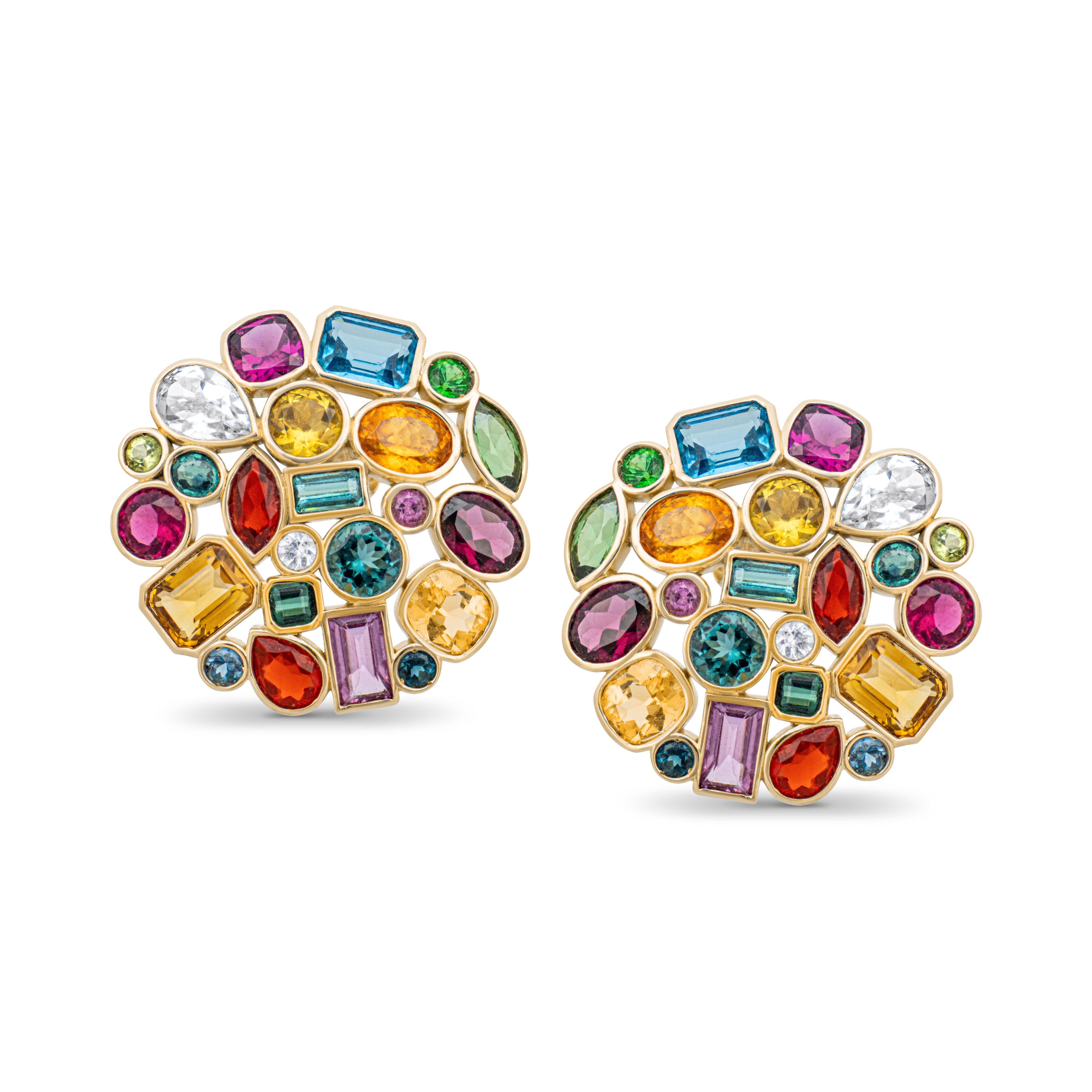 Multi-coloured gemstone earrings. Statement earrings. Colourful earrings. Big earrings
