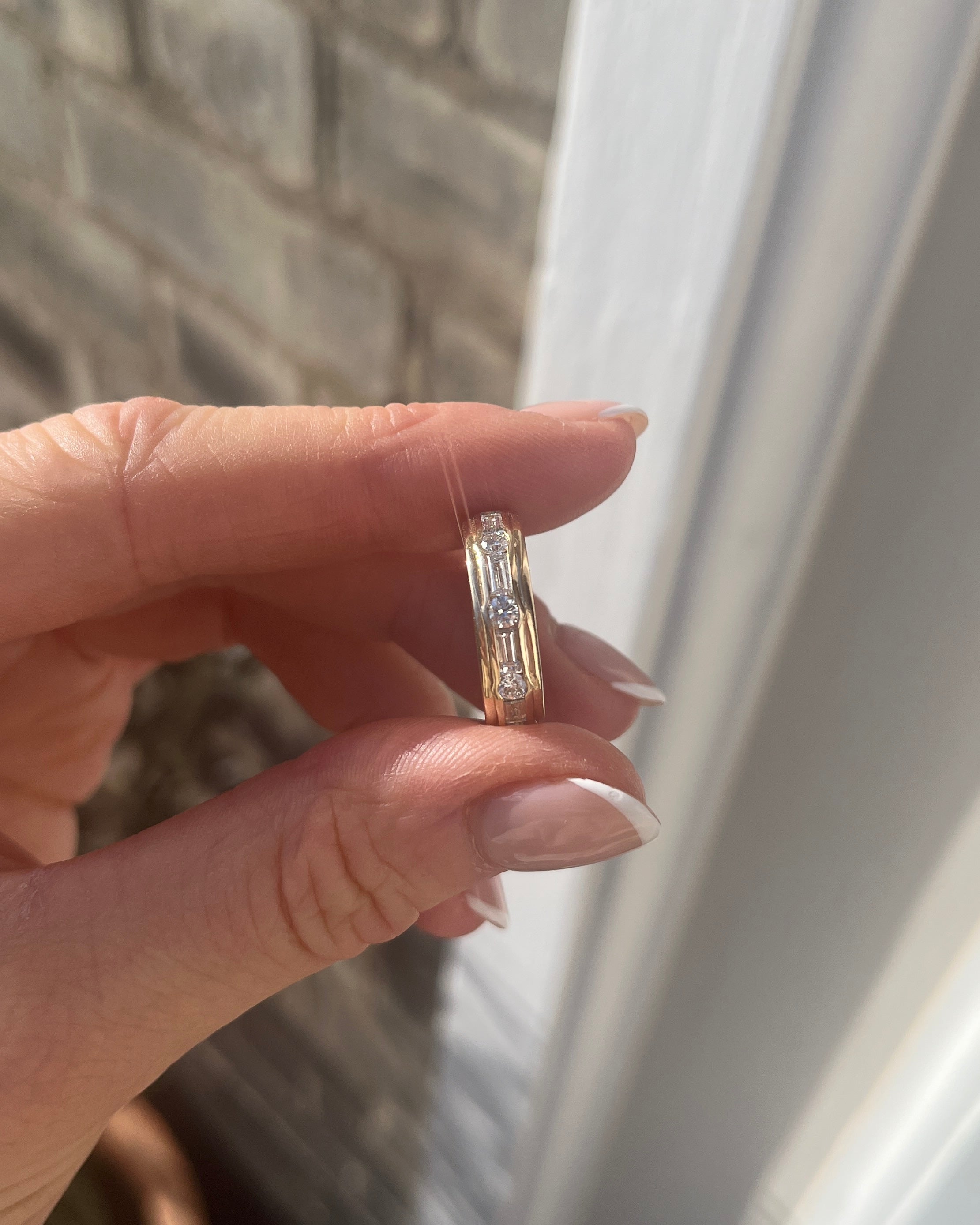 Round and baguette diamond eternity ring. Diamond eternity. Diamond band. Eternity ring.