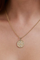 Seasons Medallion. Medallion pendant. Gold medallion. Diamond medallion. Solid gold and diamond pendant. Diamond disc pendant. Gold disc pendant.